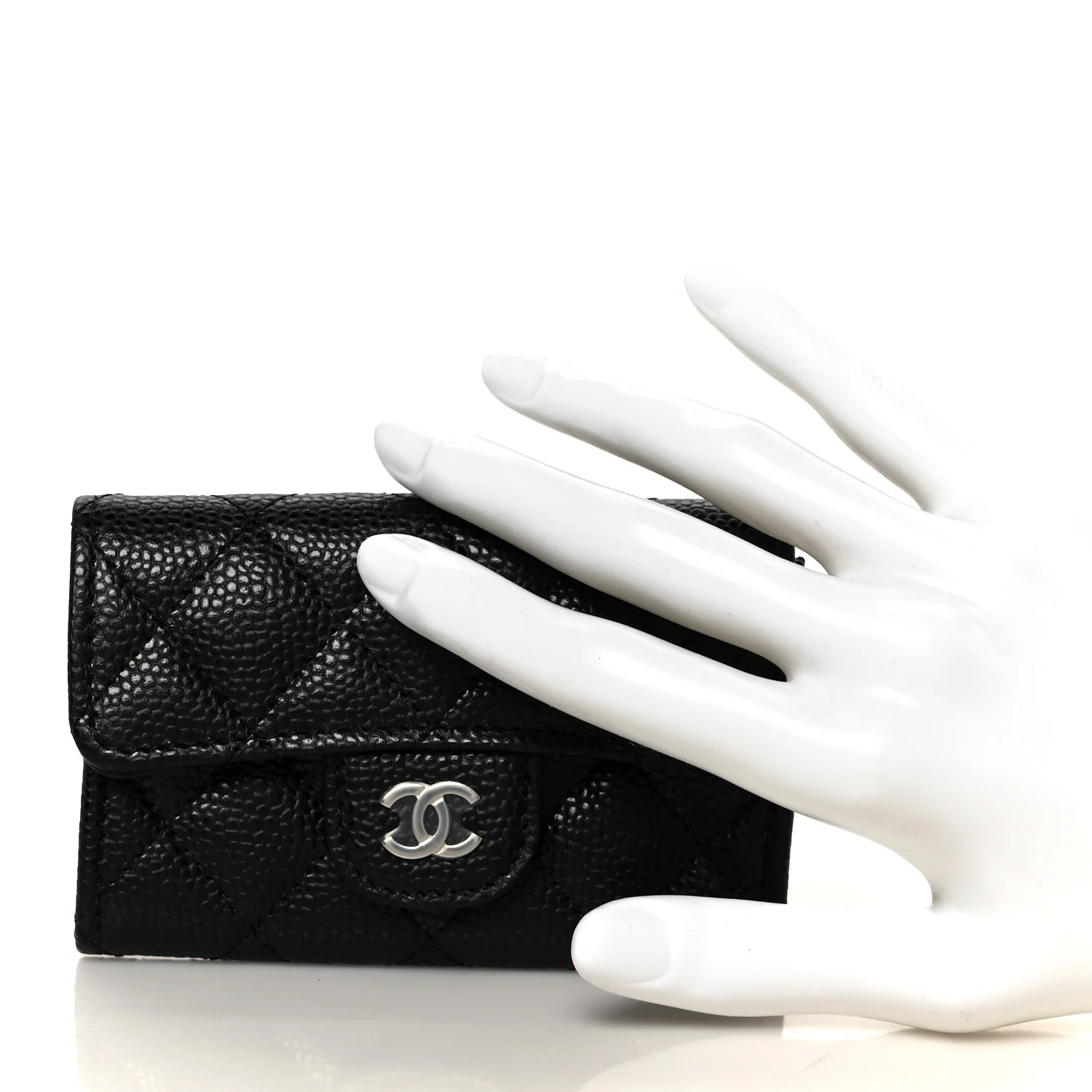 Caviar Quilted Flap Card Holder Wallet Black - Image 2