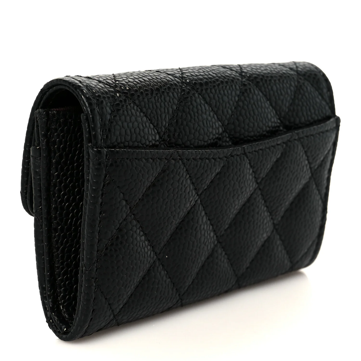 Caviar Quilted Flap Card Holder Wallet Black - Image 3