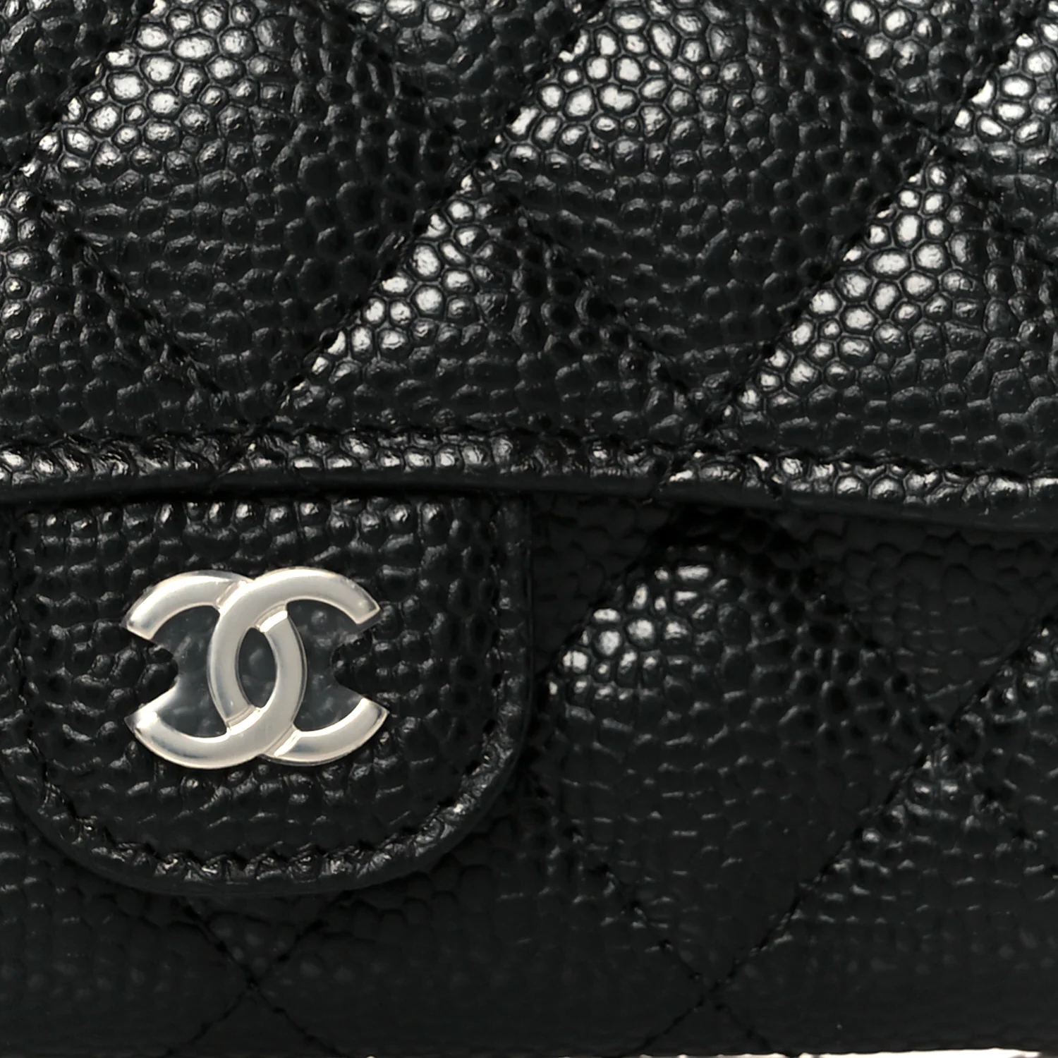 Caviar Quilted Flap Card Holder Wallet Black - Image 9