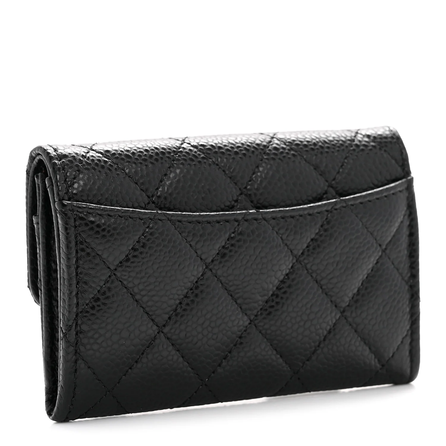 Caviar Quilted Flap Card Holder Wallet Black - Image 3