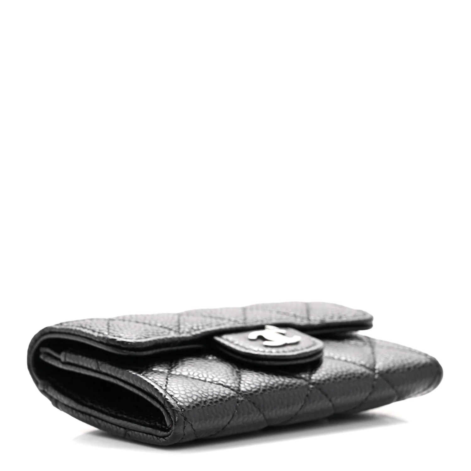 Caviar Quilted Flap Card Holder Wallet Black - Image 4