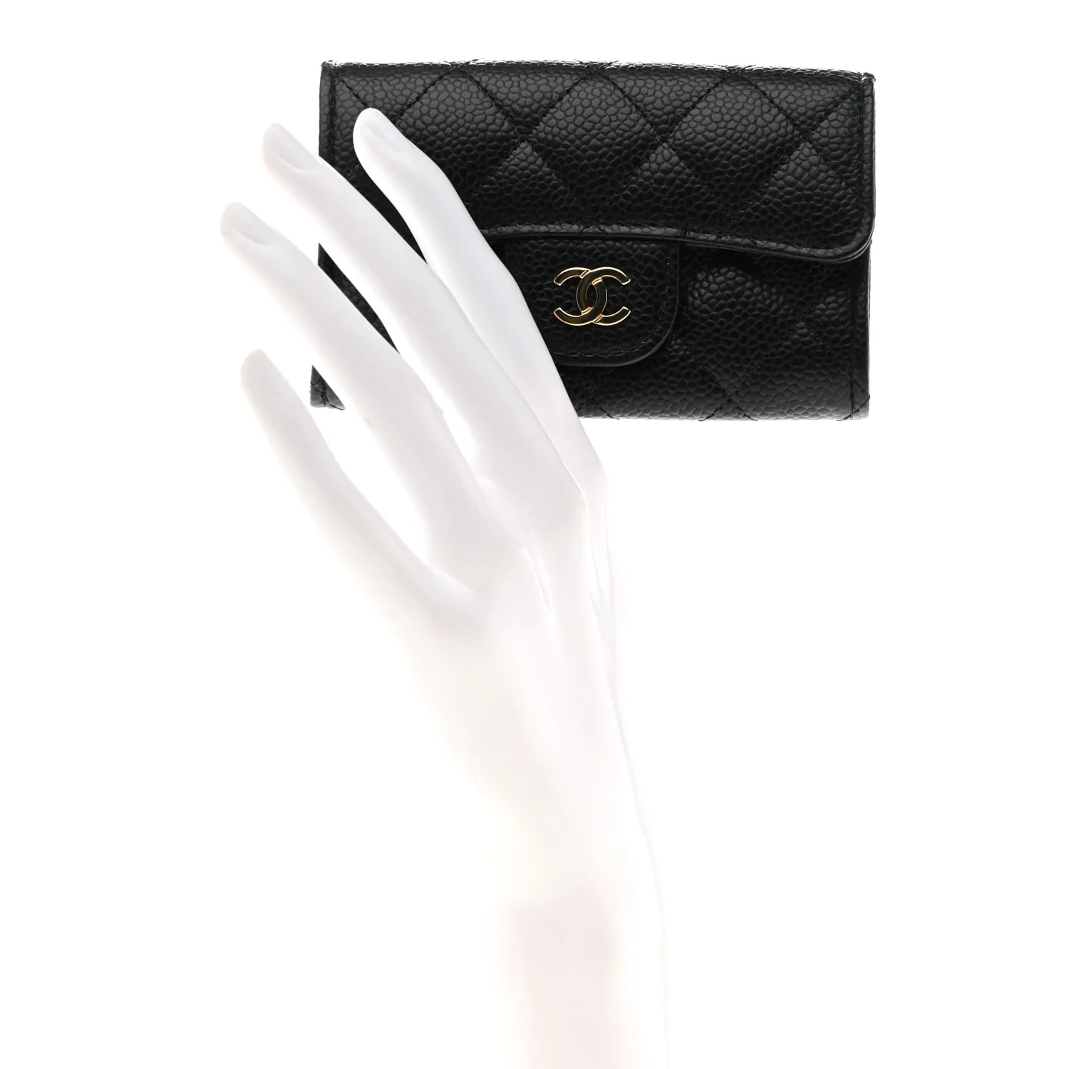 Caviar Quilted Flap Card Holder Wallet Black - Image 2