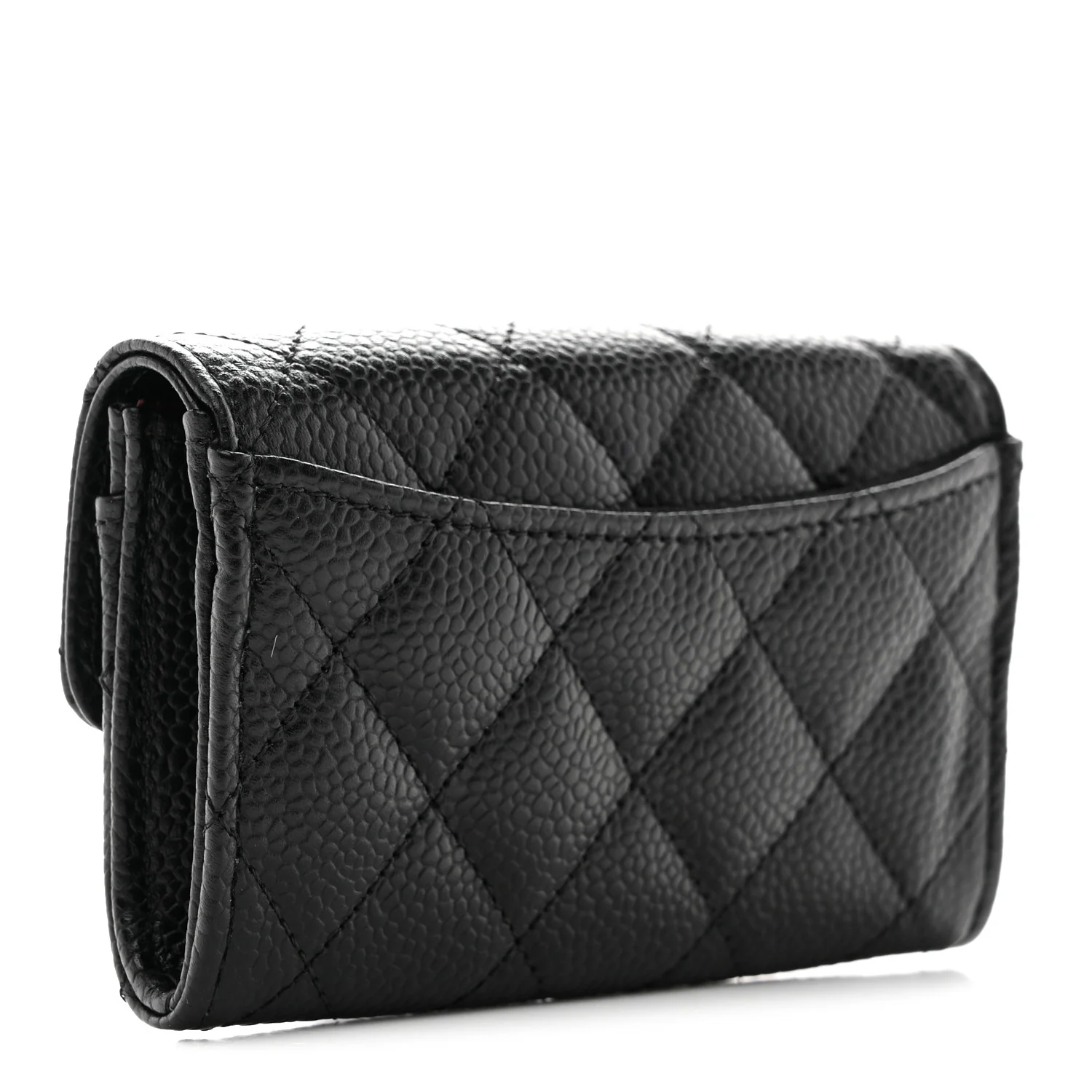 Caviar Quilted Flap Card Holder Wallet Black - Image 3