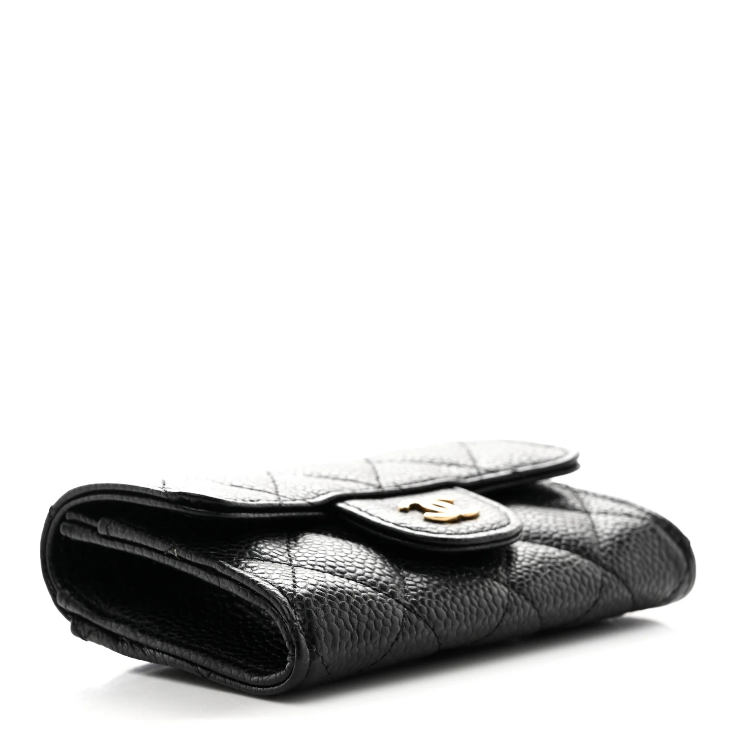 Caviar Quilted Flap Card Holder Wallet Black - Image 4