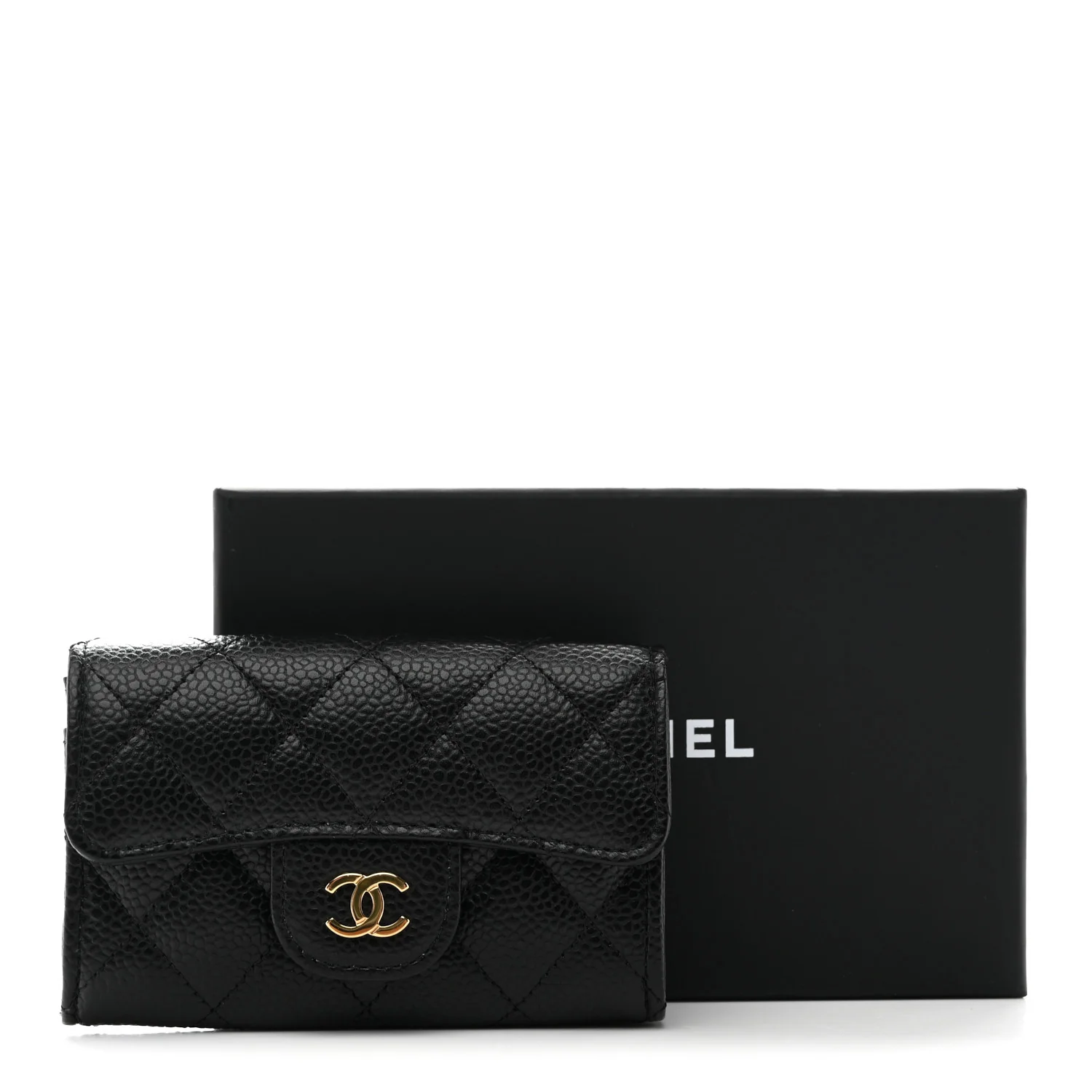 Caviar Quilted Flap Card Holder Wallet Black - Image 9