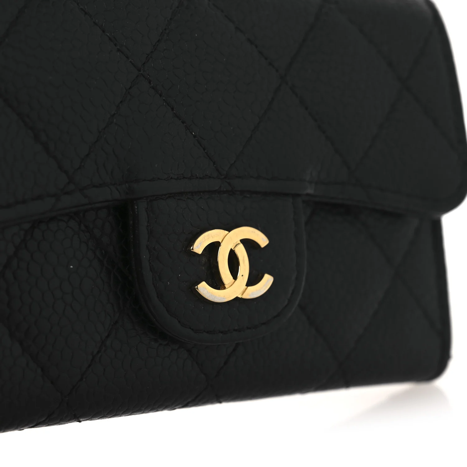 Caviar Quilted Flap Card Holder Wallet Black - Image 10