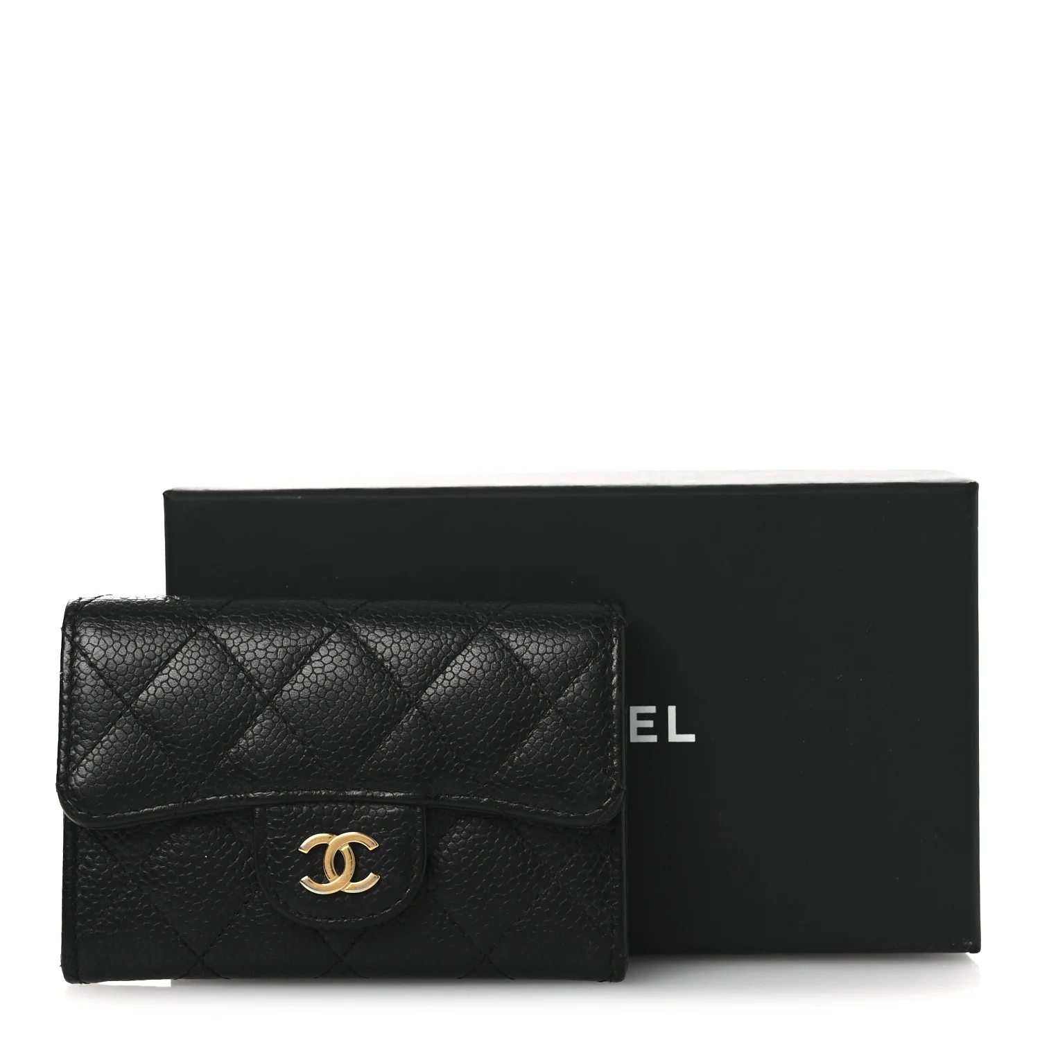 Caviar Quilted Flap Card Holder Wallet Black - Image 11