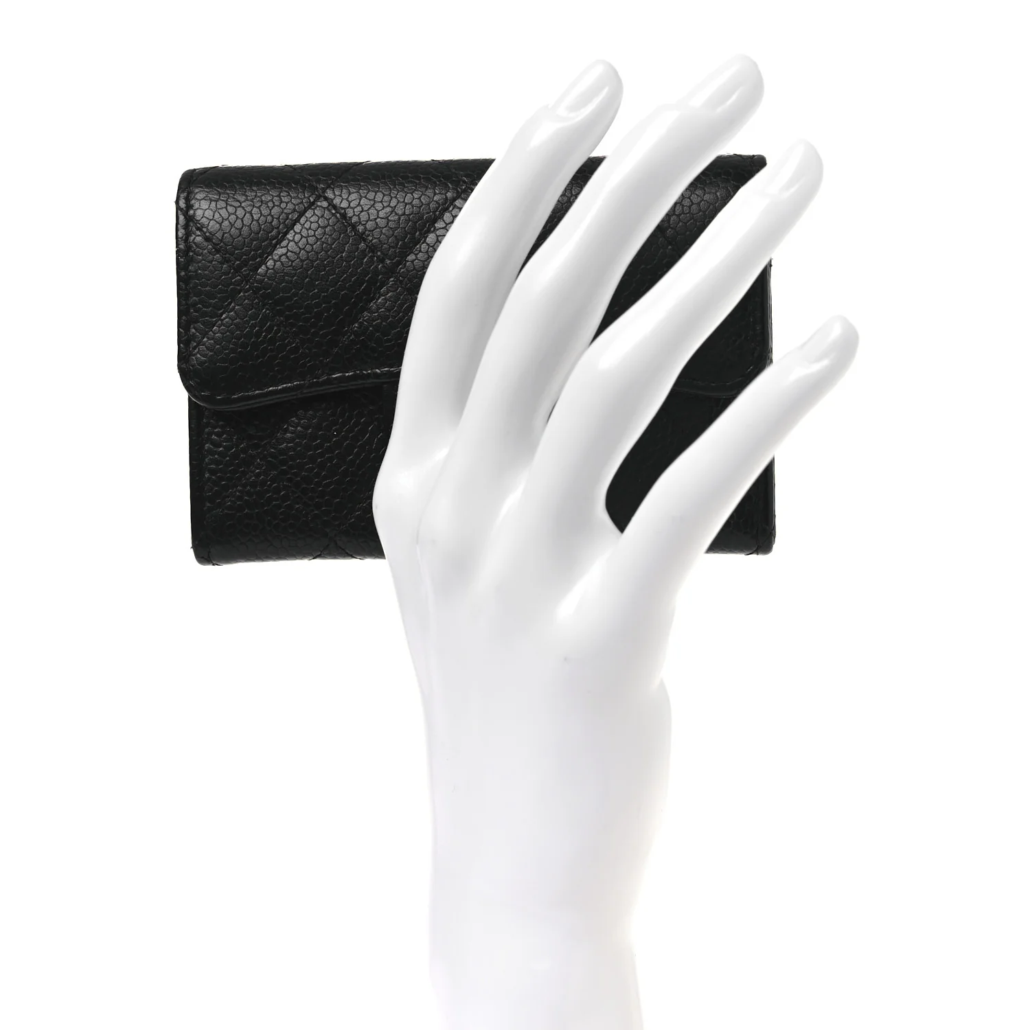 Caviar Quilted Flap Card Holder Wallet Black - Image 2
