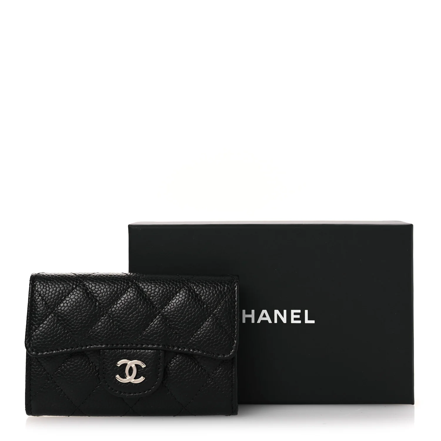 Caviar Quilted Flap Card Holder Wallet Black - Image 10