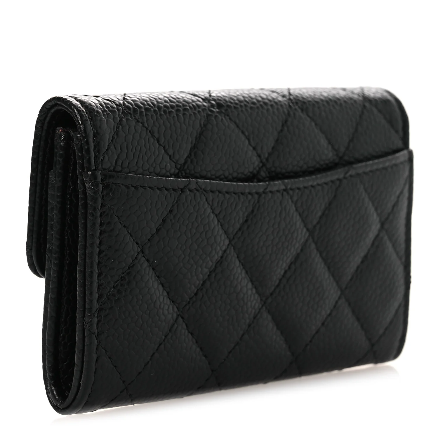 Caviar Quilted Flap Card Holder Wallet Black - Image 3