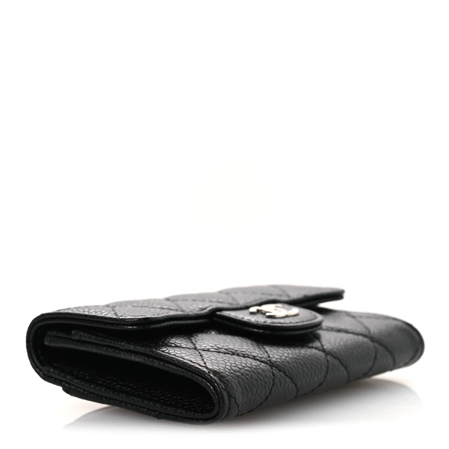 Caviar Quilted Flap Card Holder Wallet Black - Image 4