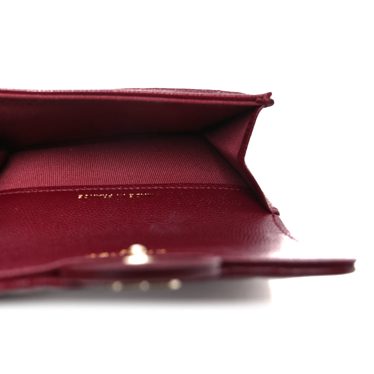 Caviar Quilted Flap Card Holder Wallet Burgundy - Image 5