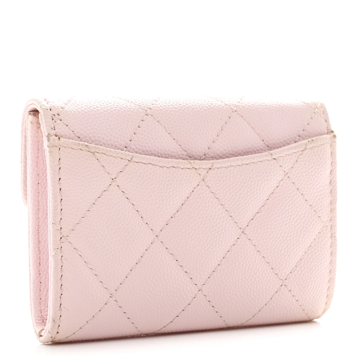 Caviar Quilted Flap Card Holder Wallet Light Pink - Image 3