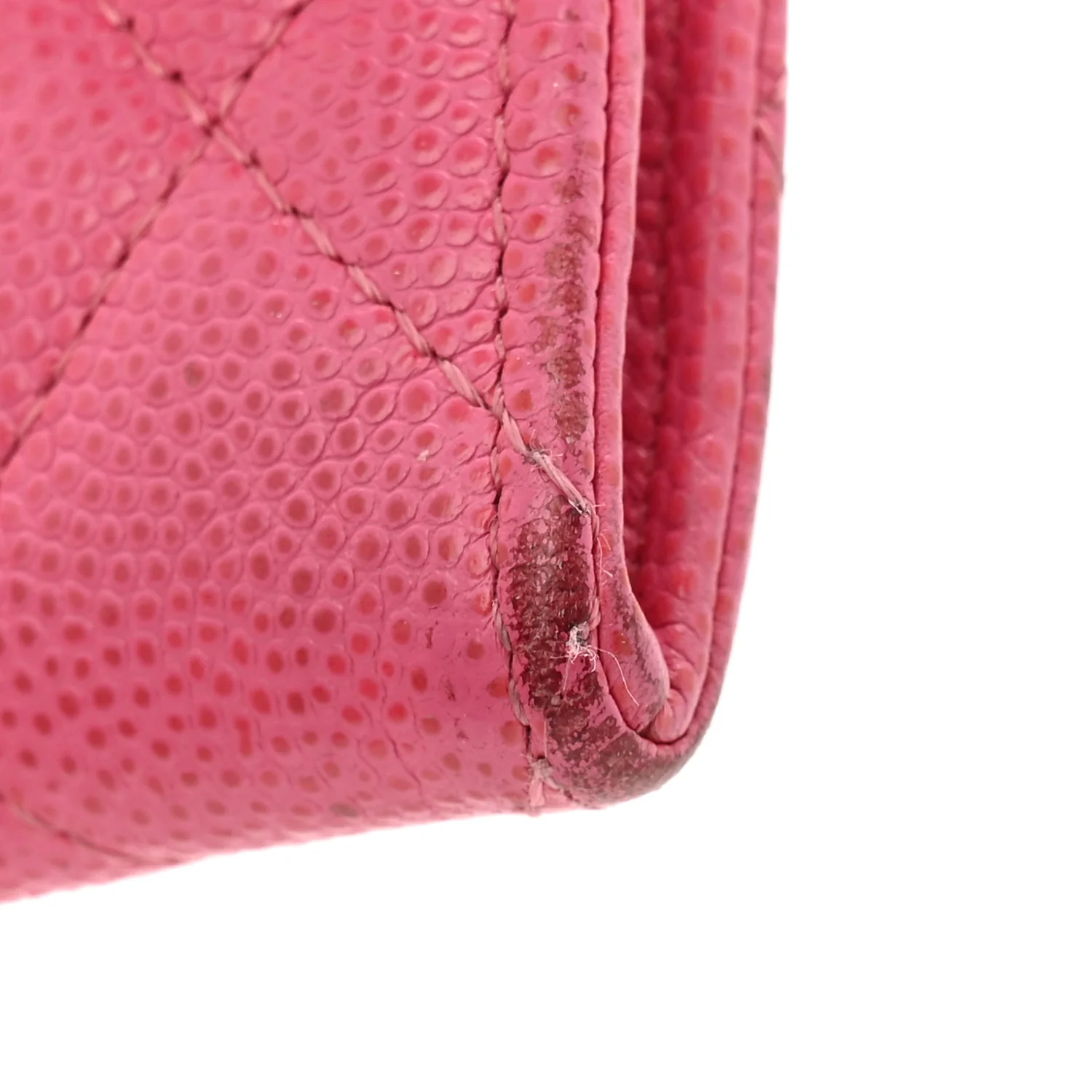Caviar Quilted Flap Card Holder Wallet Pink - Image 10