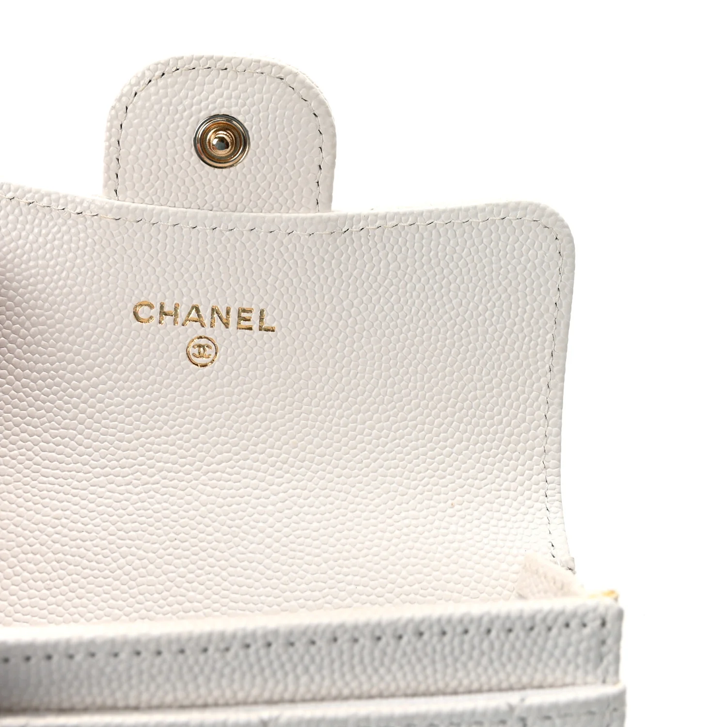Caviar Quilted Flap Card Holder Wallet White - Image 6