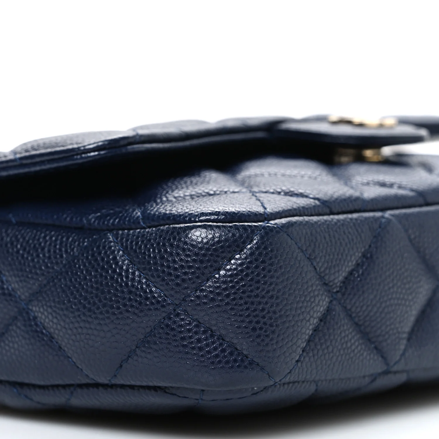 Caviar Quilted Flap Phone Holder With Chain Navy Blue - Image 10