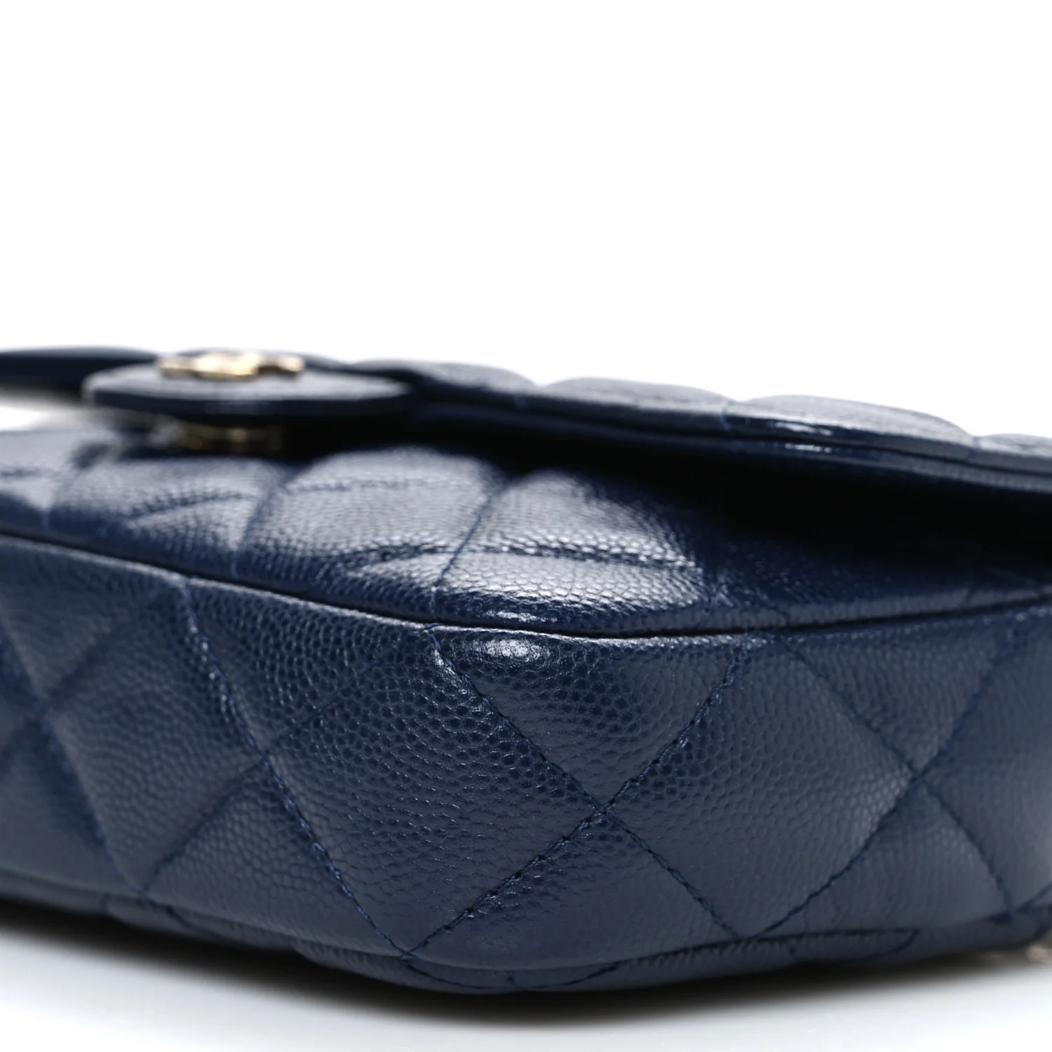 Caviar Quilted Flap Phone Holder With Chain Navy Blue - Image 11