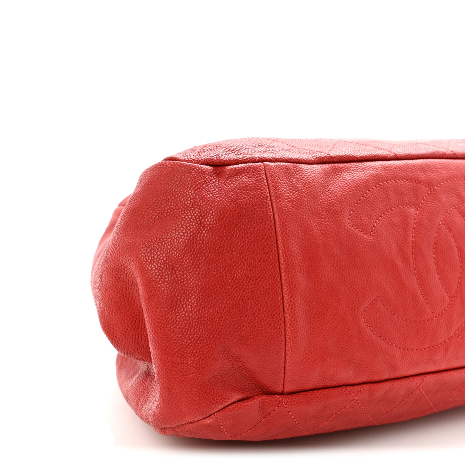 Caviar Quilted Frame CC Shopping Tote Red - Image 9