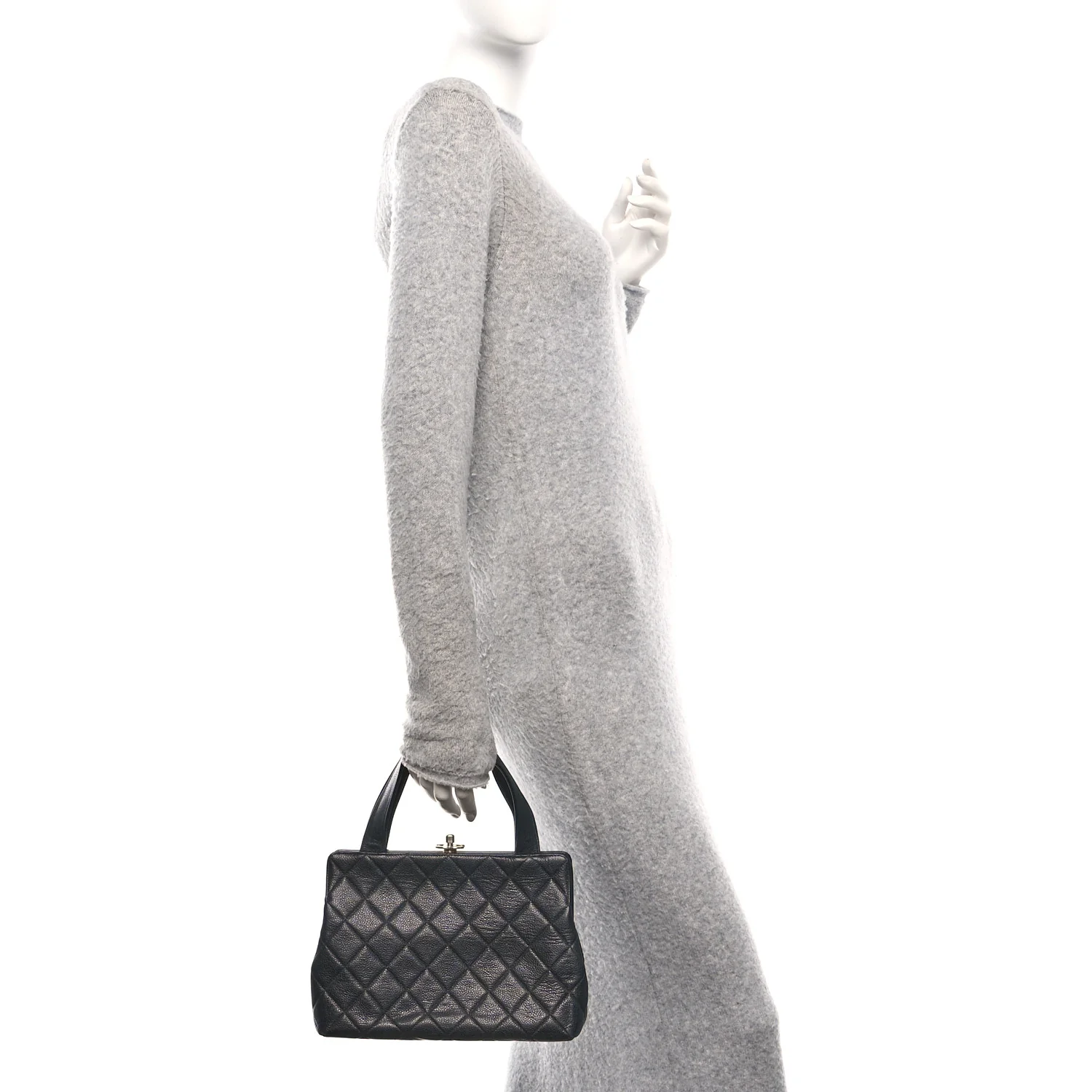 Caviar Quilted Frame Shoulder Bag Black - Image 2