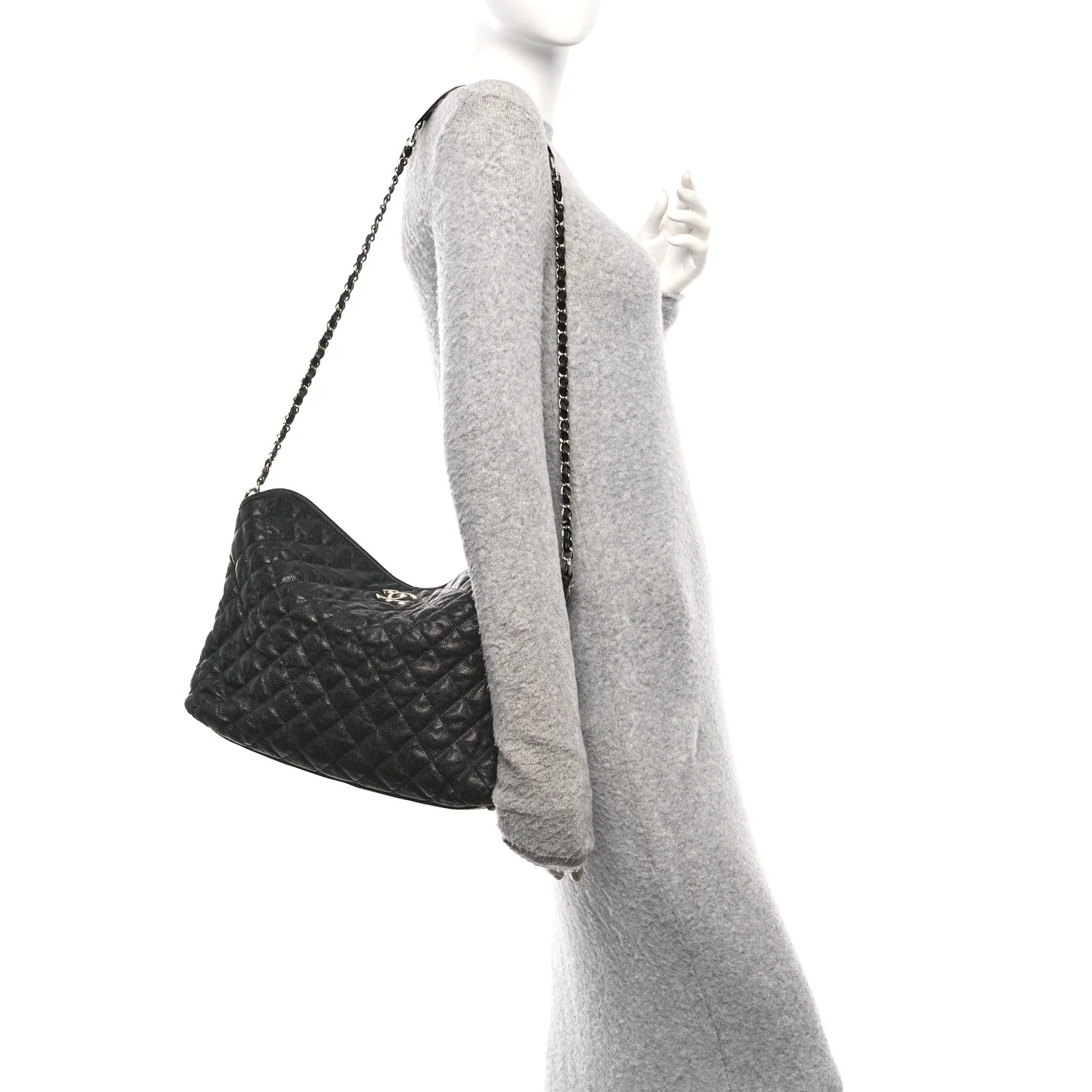 Caviar Quilted French Riviera Hobo Black - Image 2