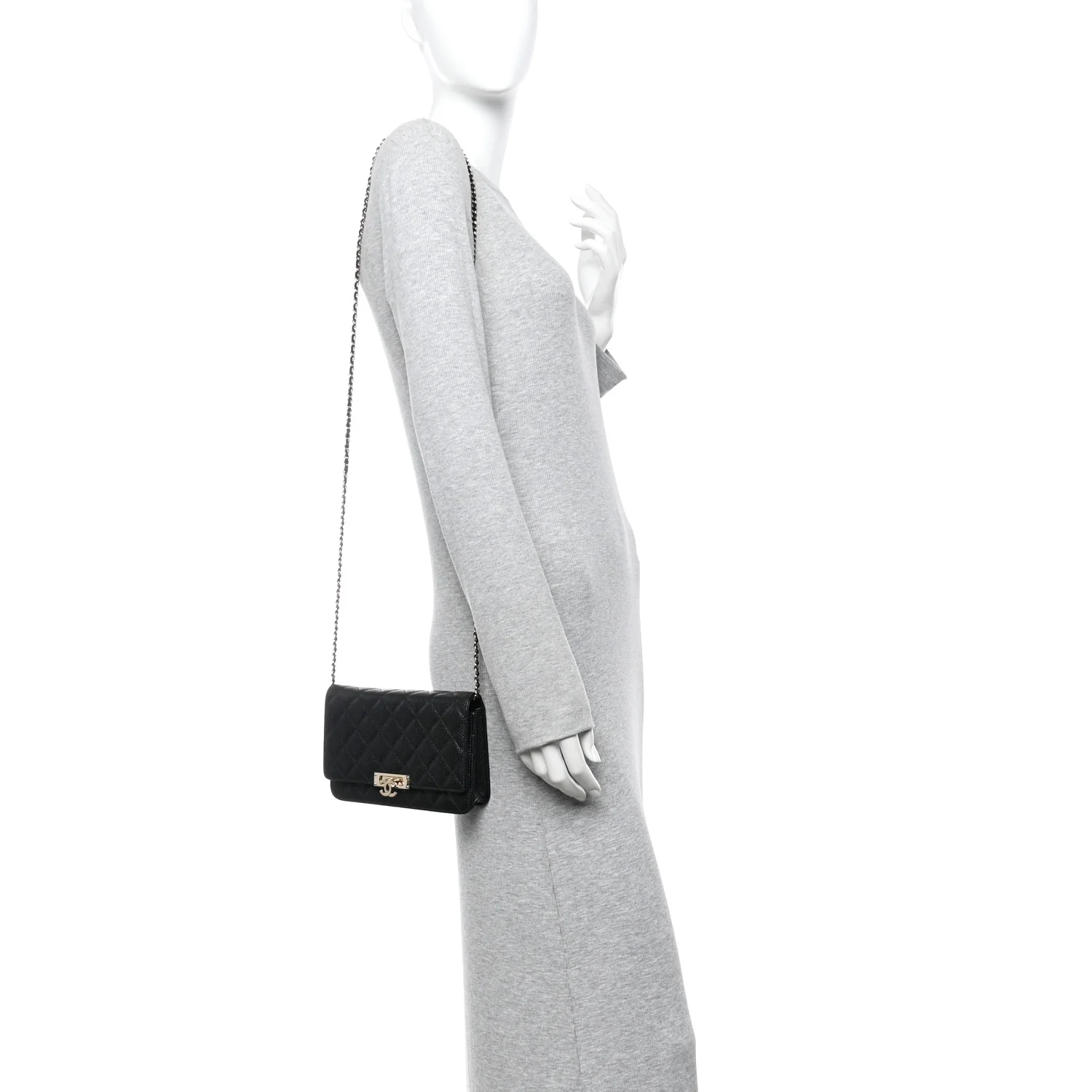 Caviar Quilted Golden Class Wallet On Chain WOC Black - Image 2