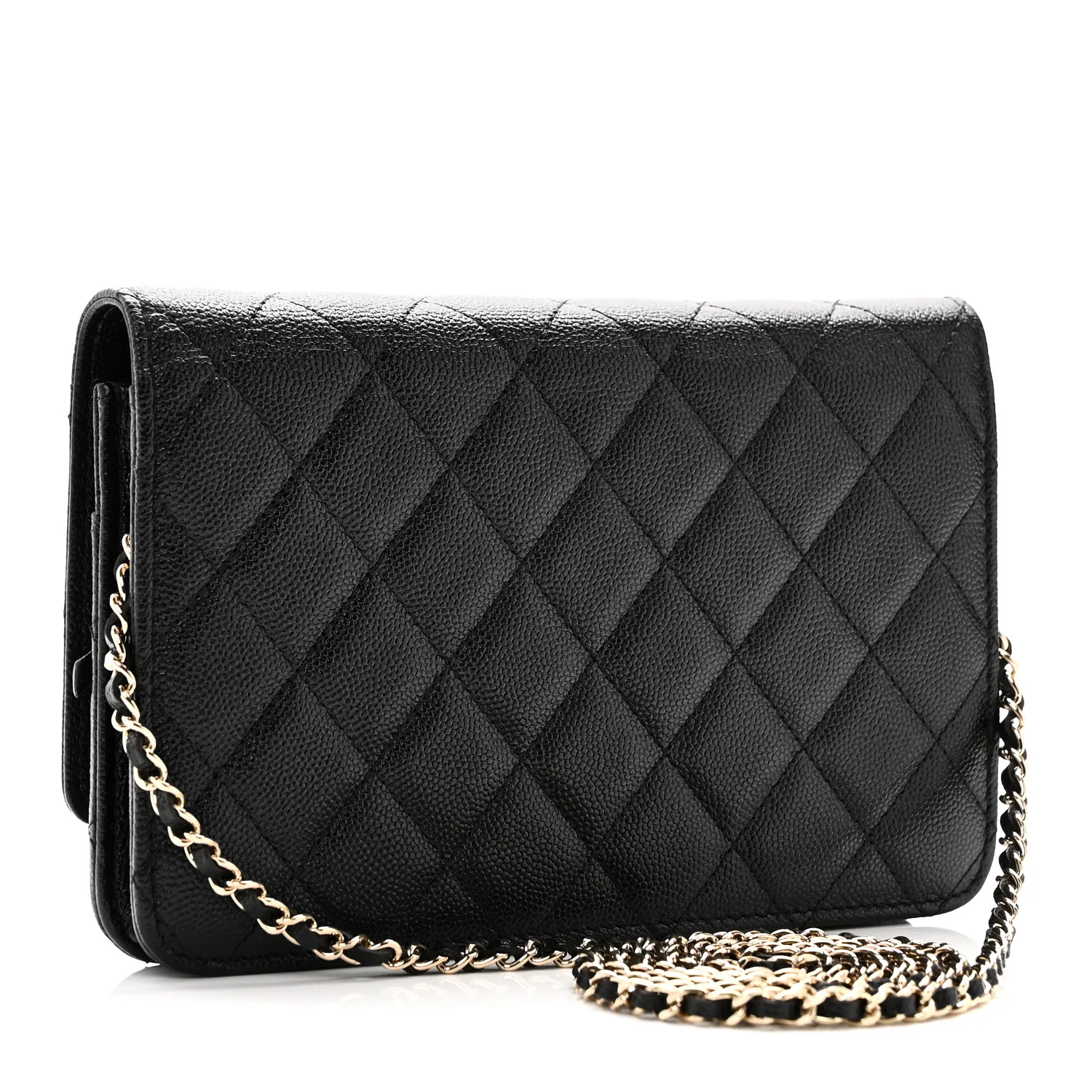 Caviar Quilted Golden Class Wallet On Chain WOC Black - Image 3