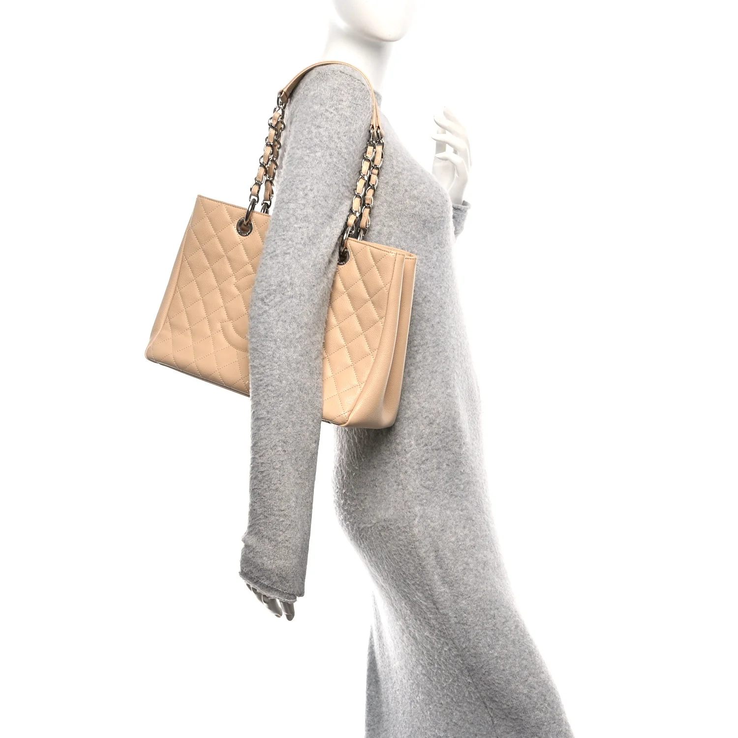 Caviar Quilted Grand Shopping Tote GST Beige - Image 2