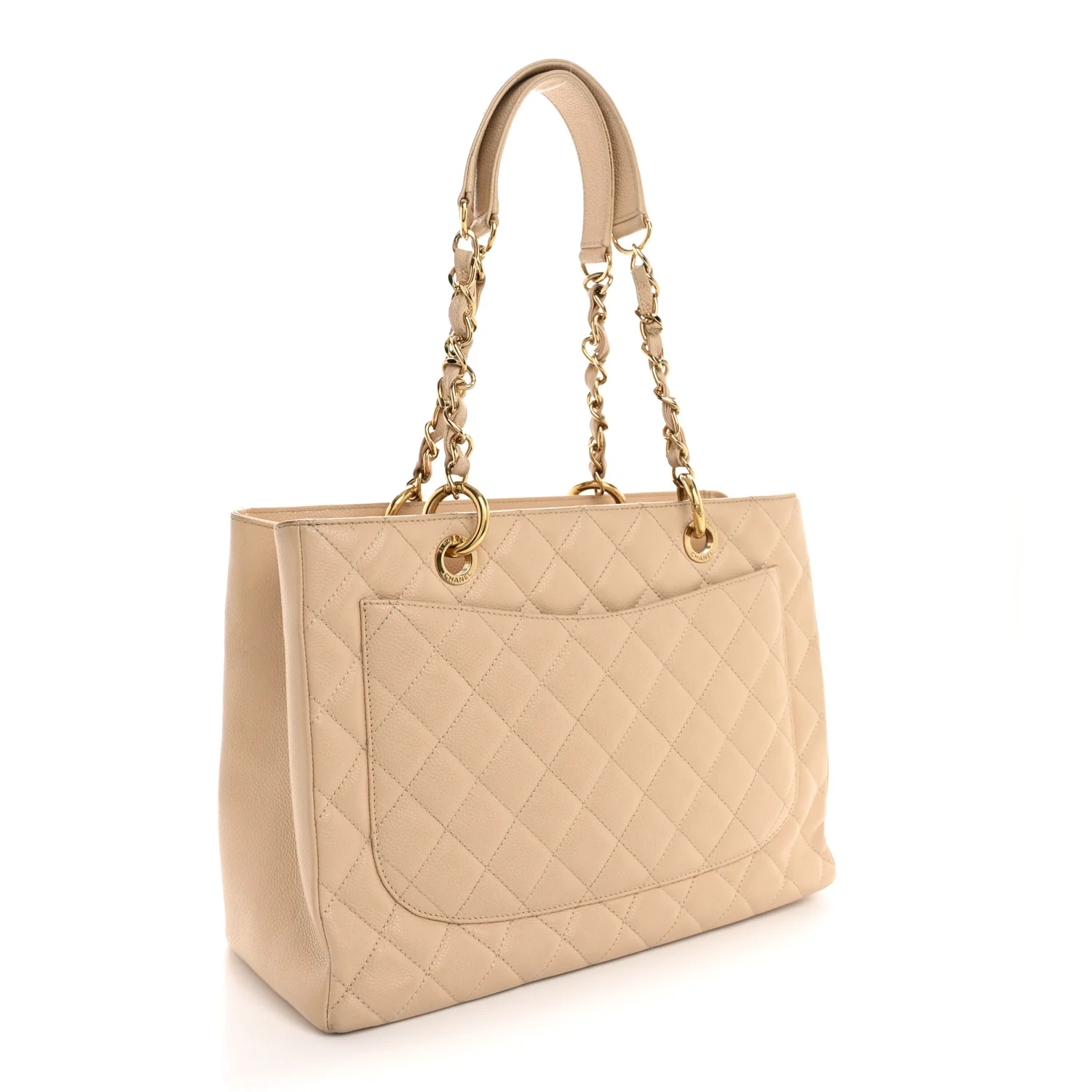 Caviar Quilted Grand Shopping Tote GST Beige - Image 3