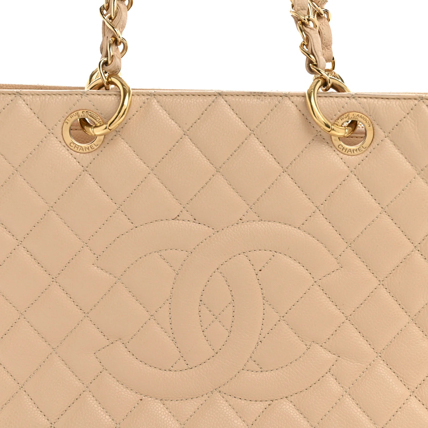 Caviar Quilted Grand Shopping Tote GST Beige - Image 8