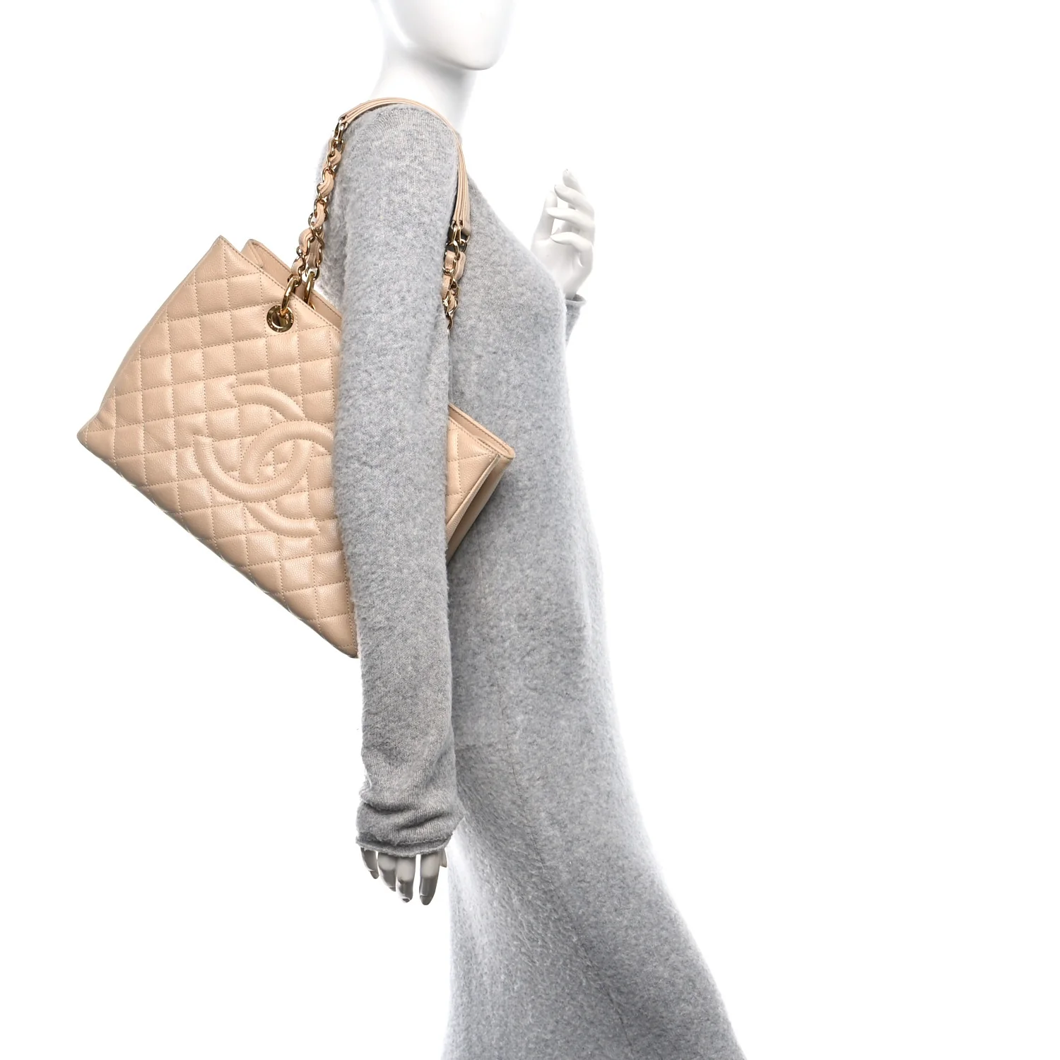Caviar Quilted Grand Shopping Tote GST Beige Clair - Image 2