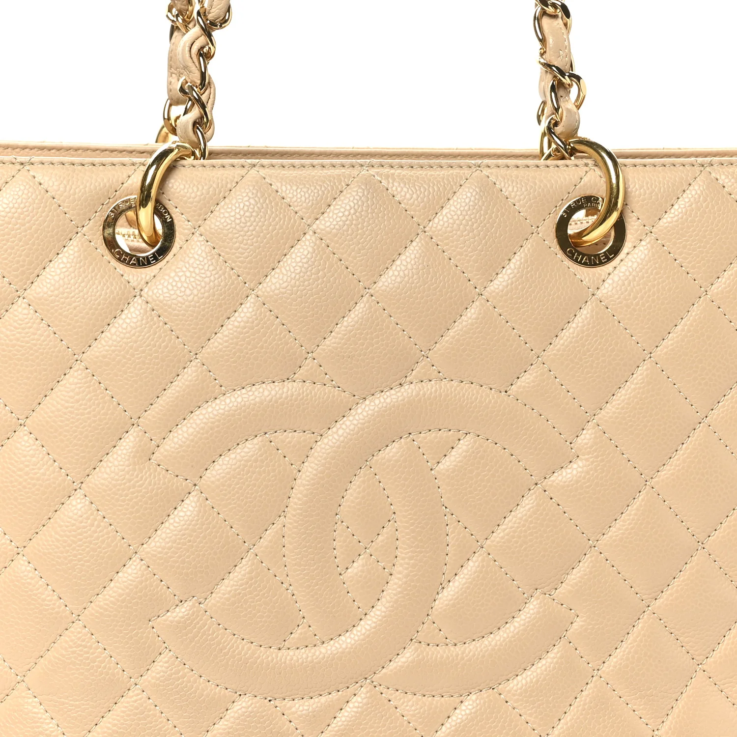 Caviar Quilted Grand Shopping Tote GST Beige Clair - Image 8