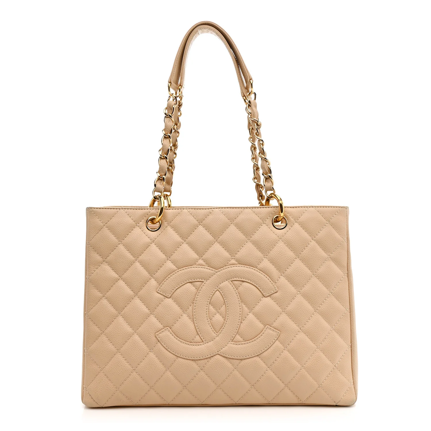 Caviar Quilted Grand Shopping Tote GST Beige Clair