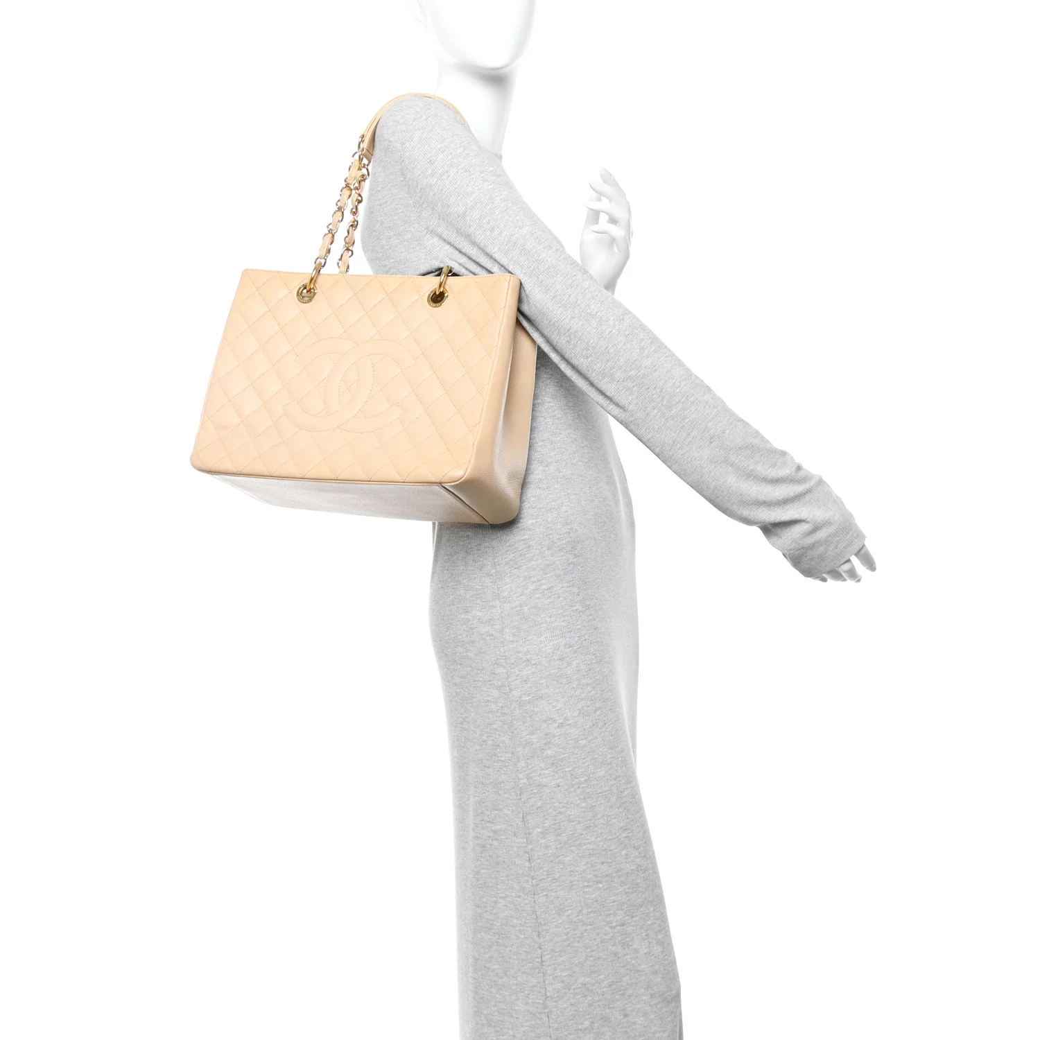 Caviar Quilted Grand Shopping Tote GST Beige Clair - Image 2