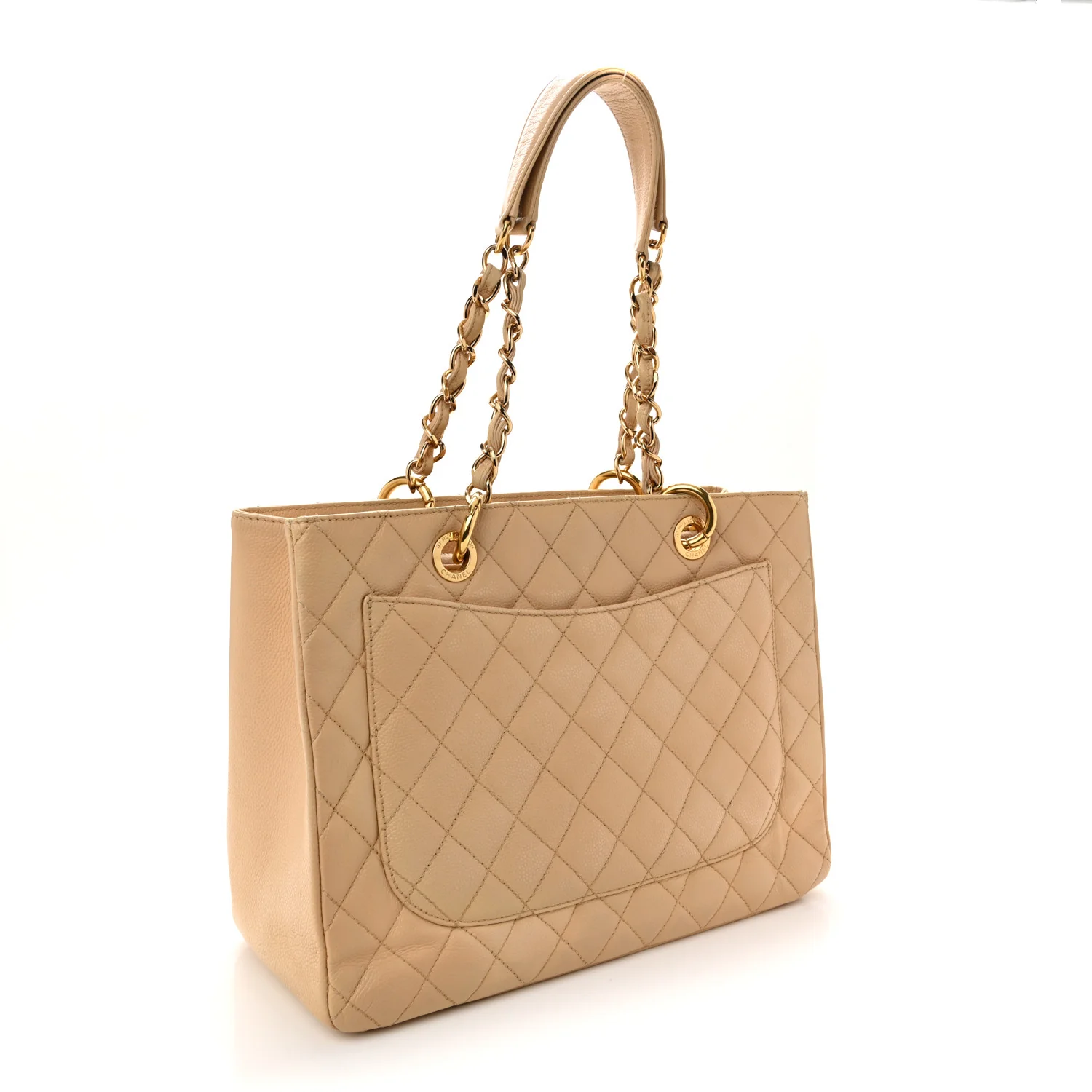 Caviar Quilted Grand Shopping Tote GST Beige Clair - Image 3