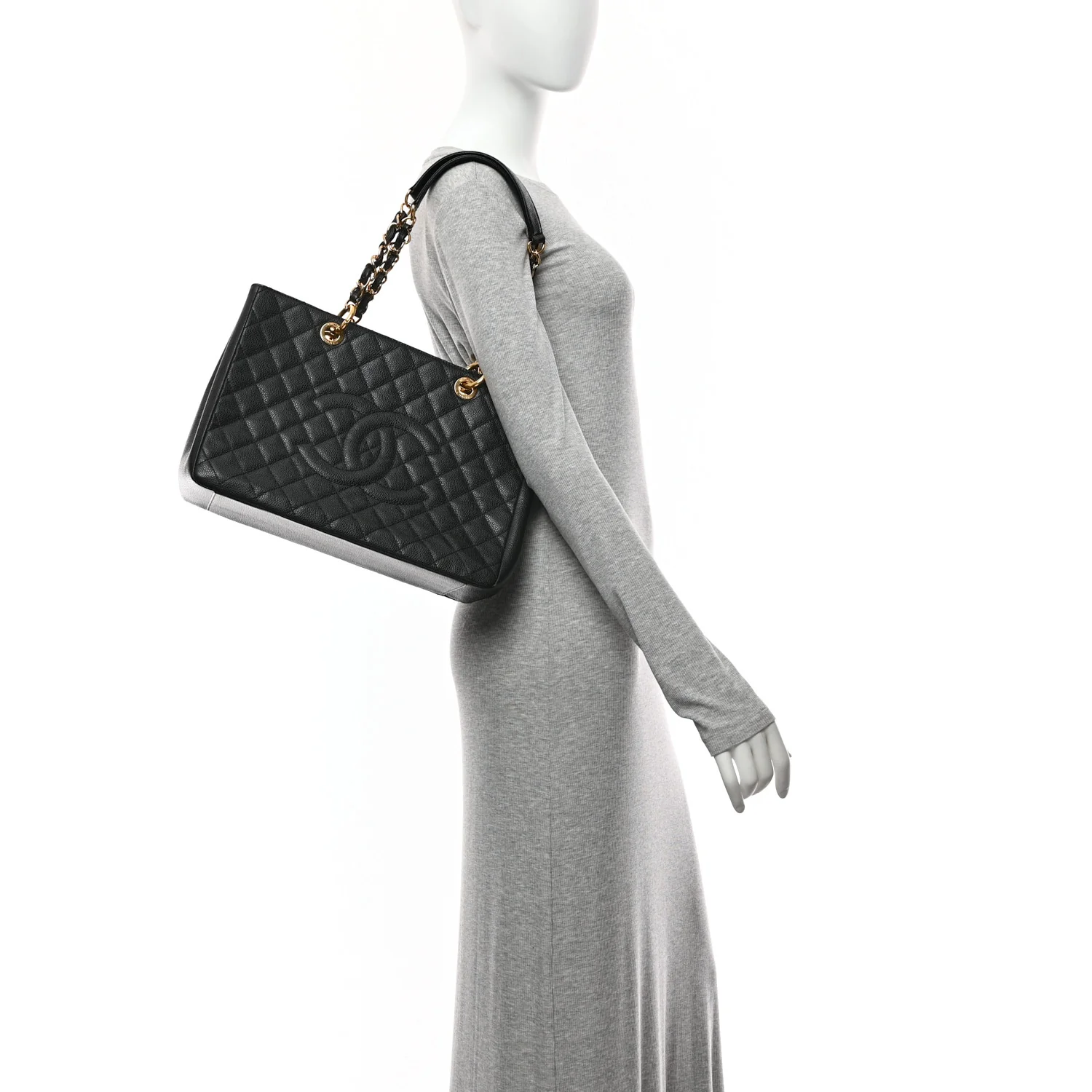 Caviar Quilted Grand Shopping Tote GST Black - Image 2