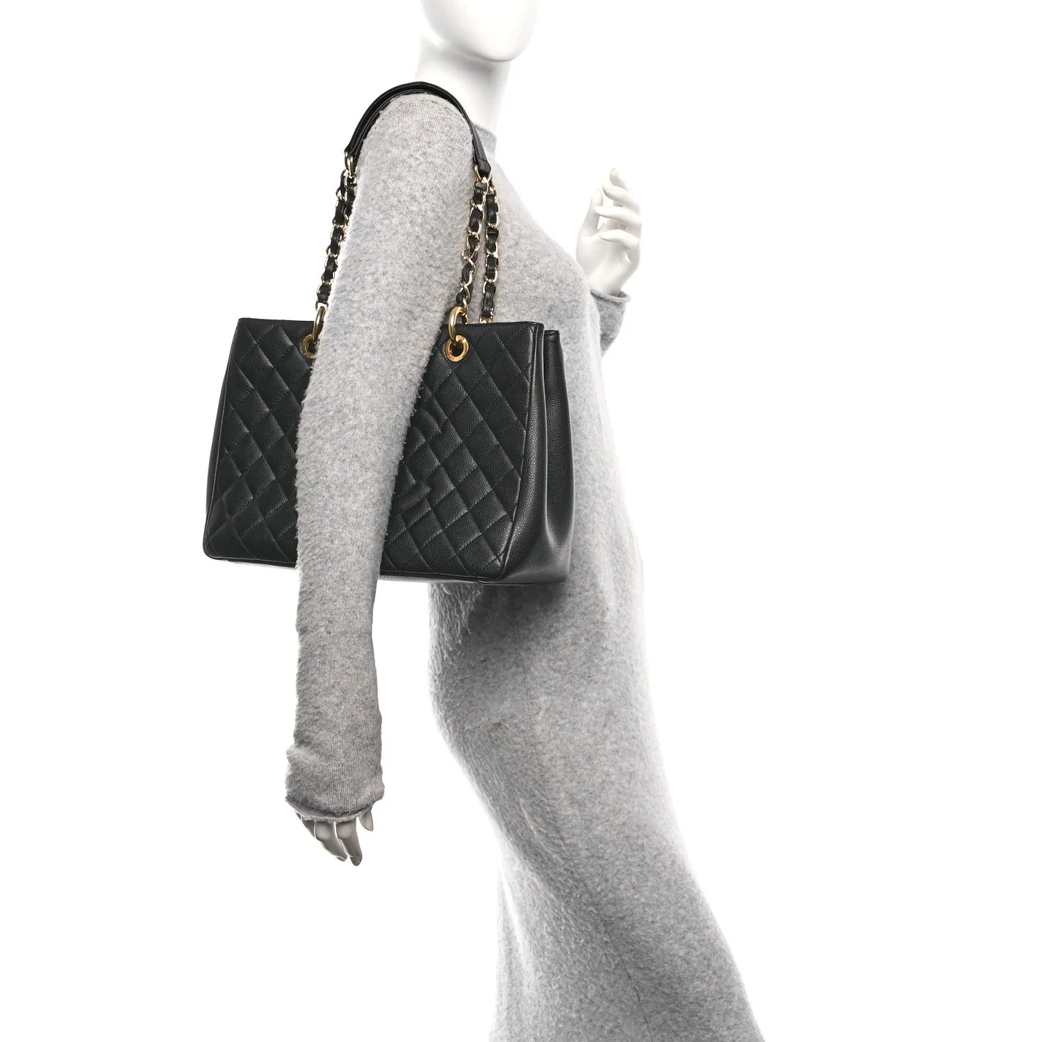 Caviar Quilted Grand Shopping Tote GST Black - Image 2