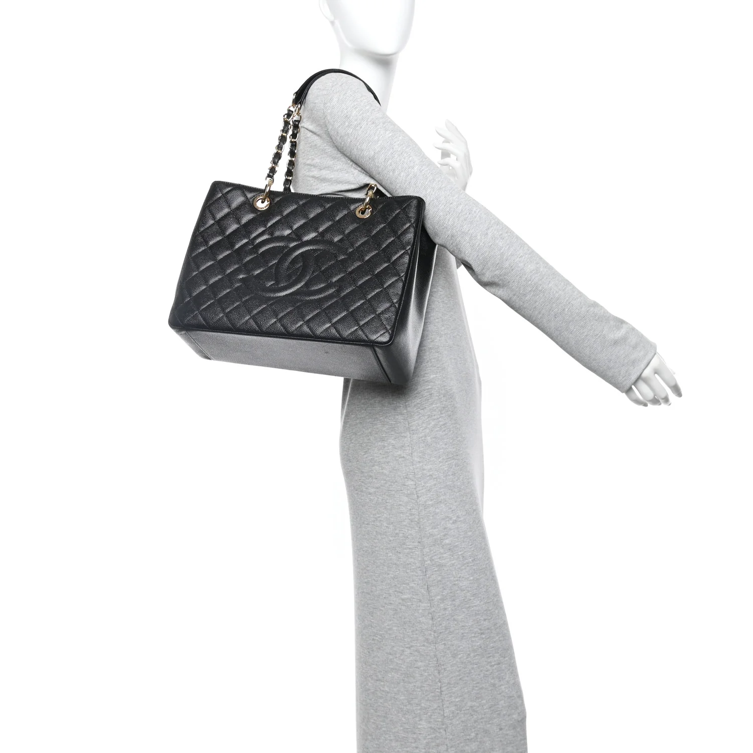 Caviar Quilted Grand Shopping Tote GST Black - Image 2