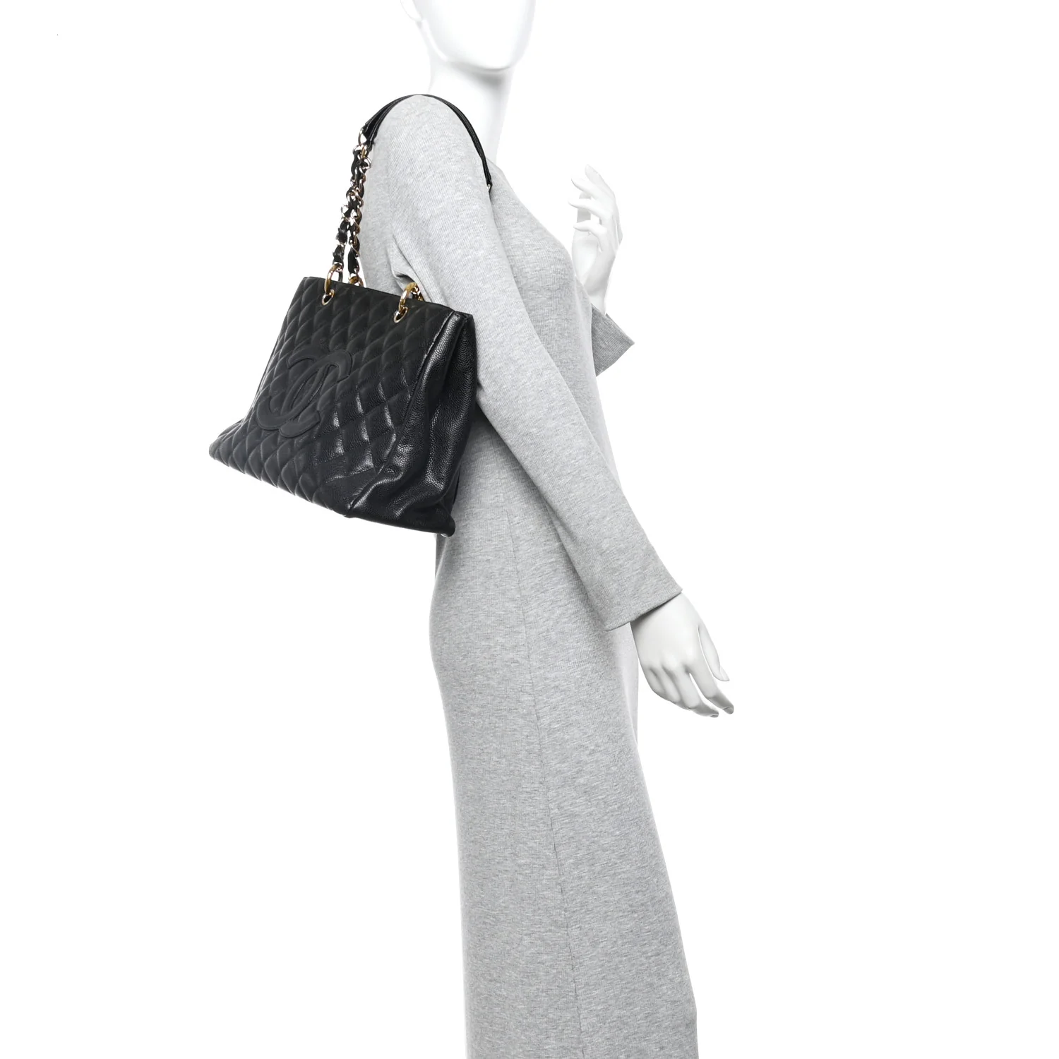 Caviar Quilted Grand Shopping Tote GST Black - Image 2