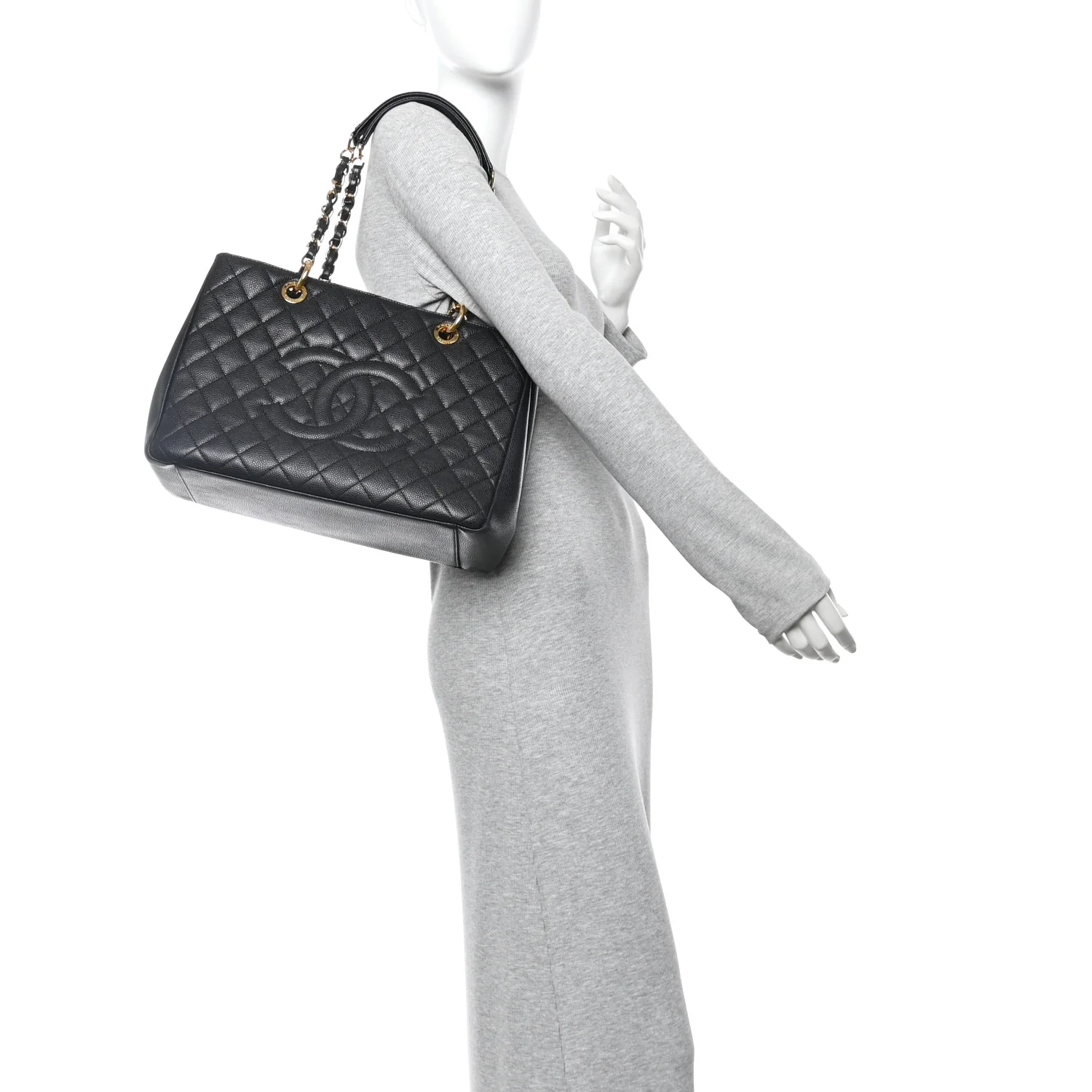 Caviar Quilted Grand Shopping Tote GST Black - Image 2