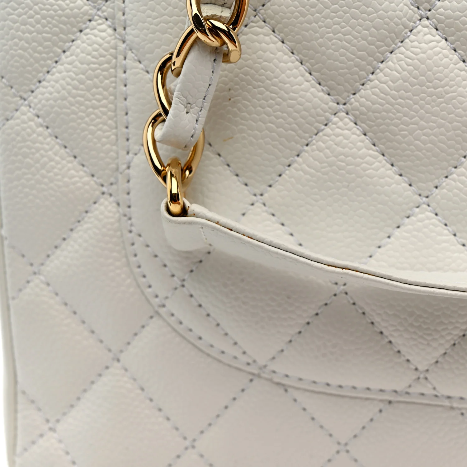 Caviar Quilted Grand Shopping Tote GST White - Image 14