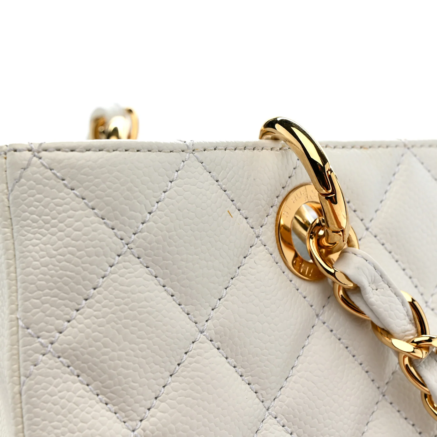 Caviar Quilted Grand Shopping Tote GST White - Image 15