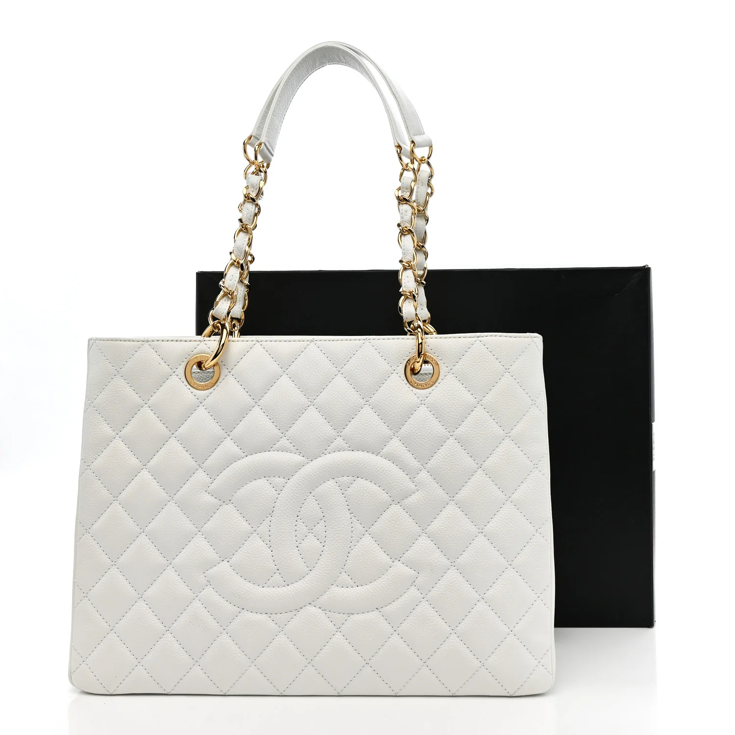 Caviar Quilted Grand Shopping Tote GST White - Image 16