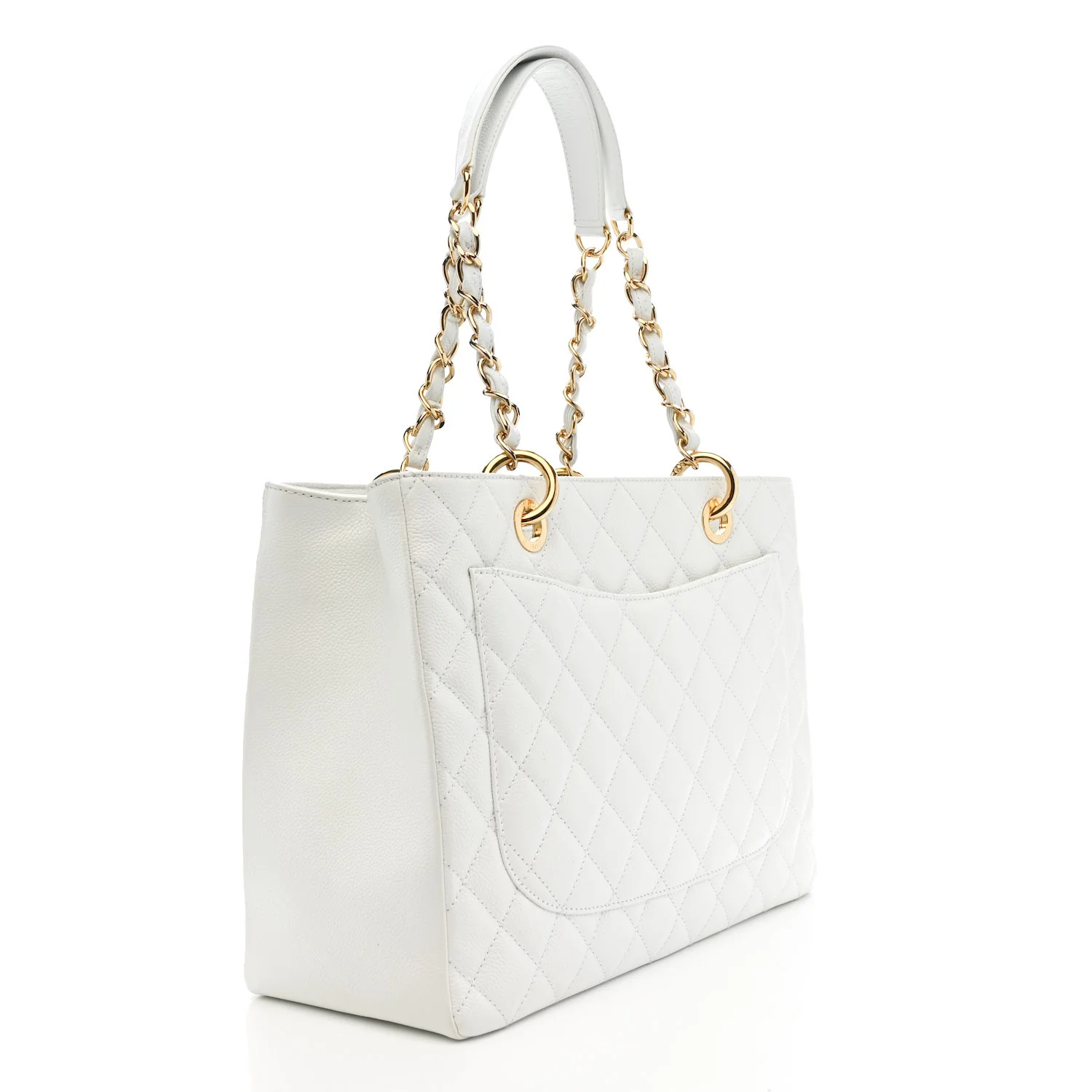 Caviar Quilted Grand Shopping Tote GST White - Image 3