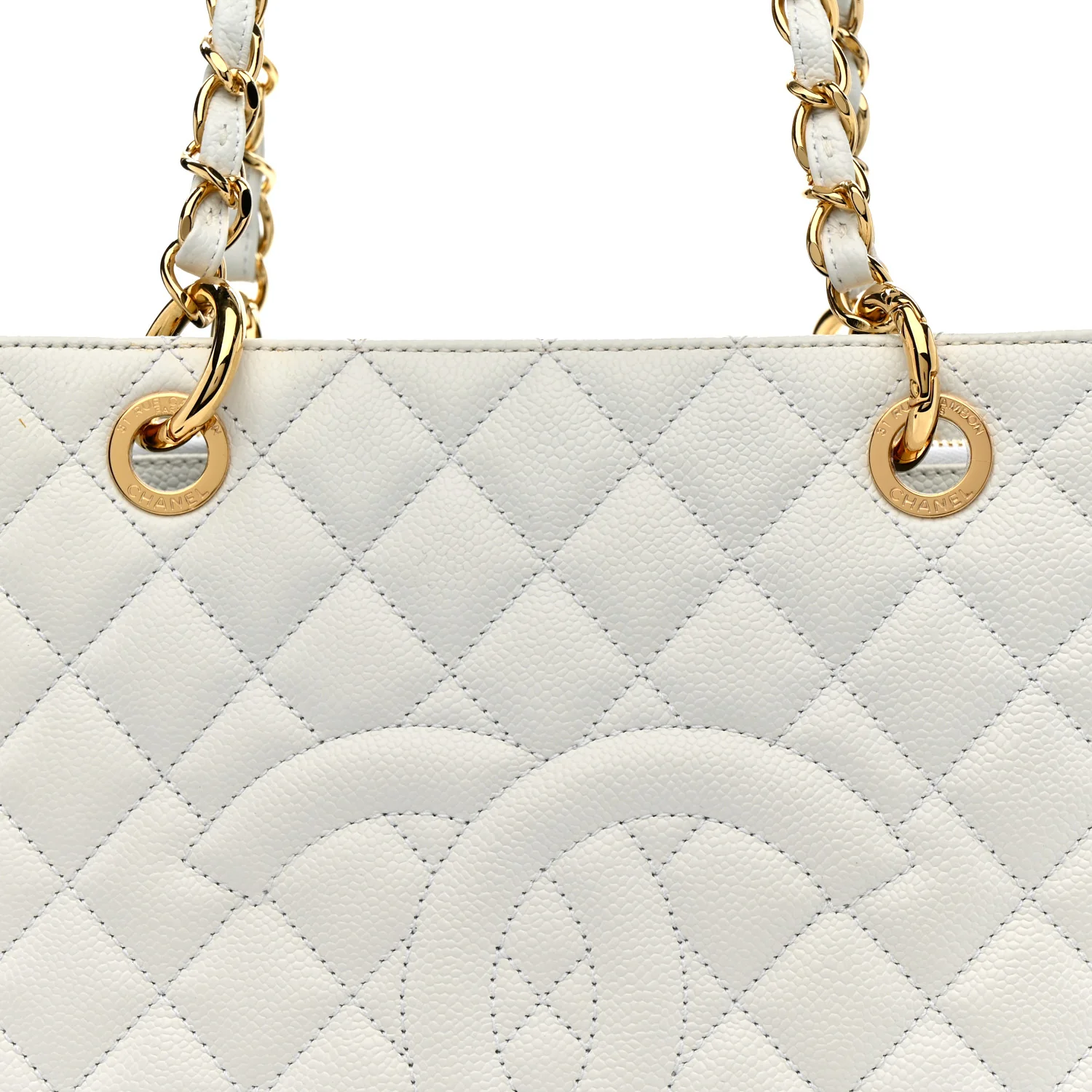 Caviar Quilted Grand Shopping Tote GST White - Image 8