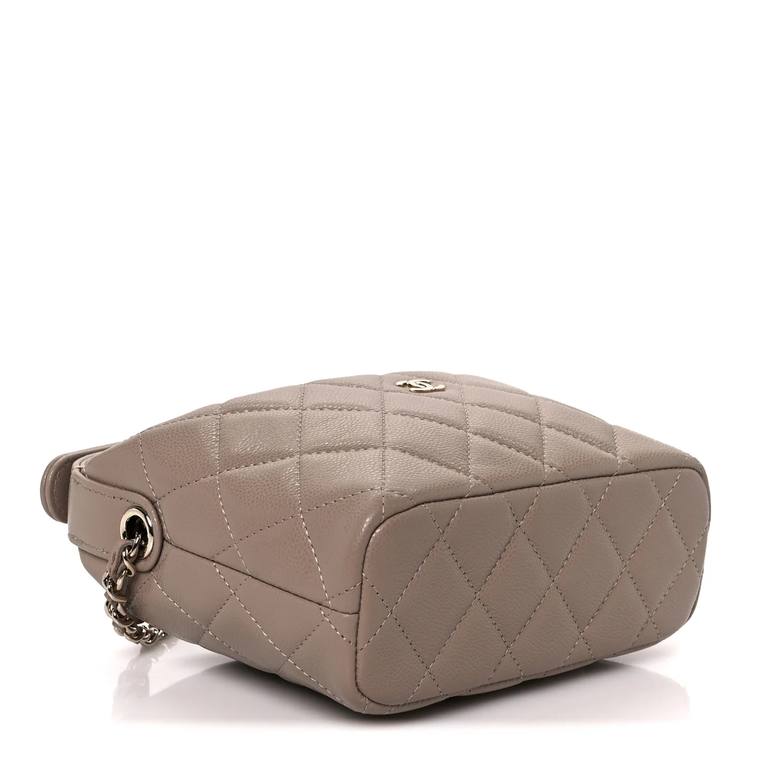 Caviar Quilted Hobo Clutch With Chain Beige - Image 4