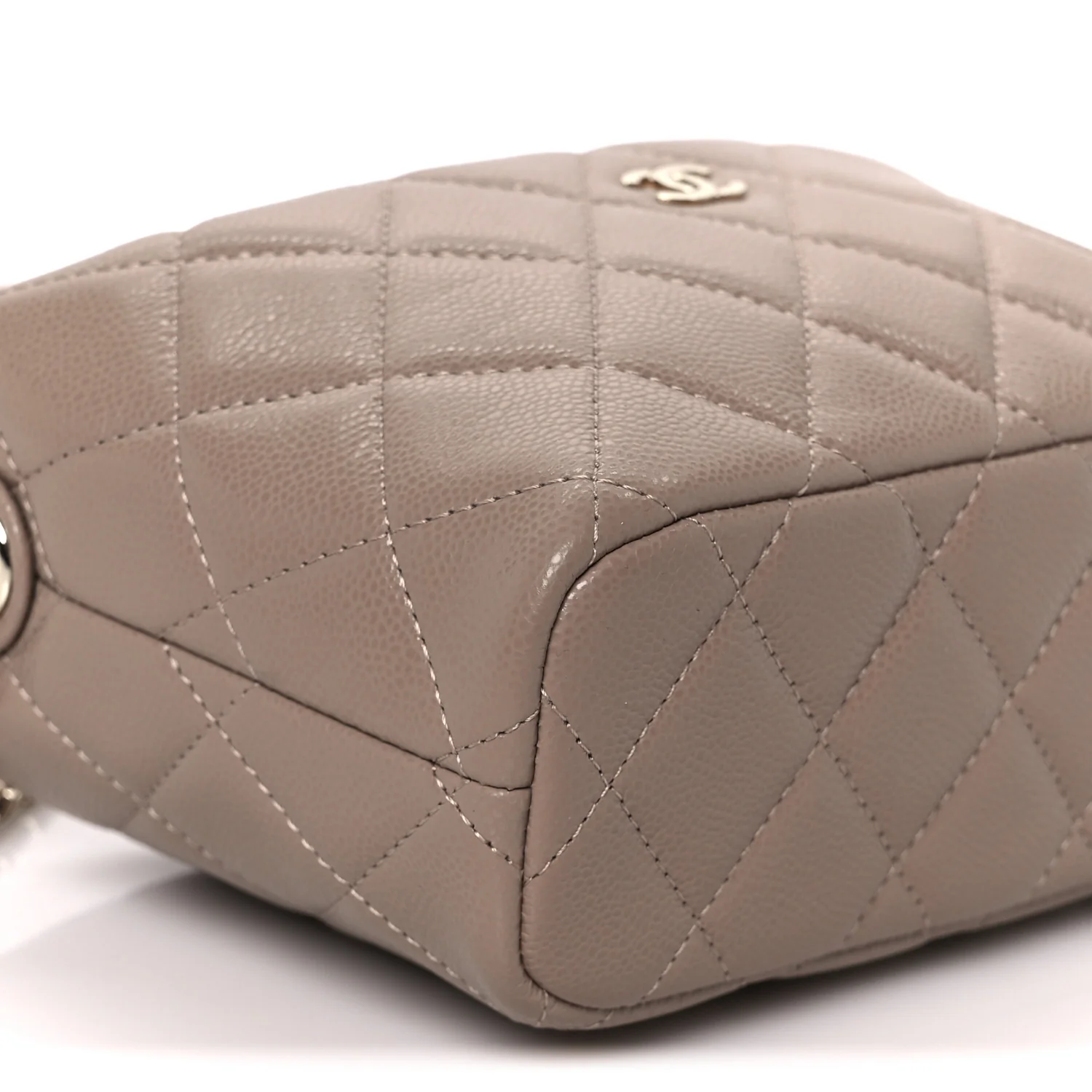 Caviar Quilted Hobo Clutch With Chain Beige - Image 9