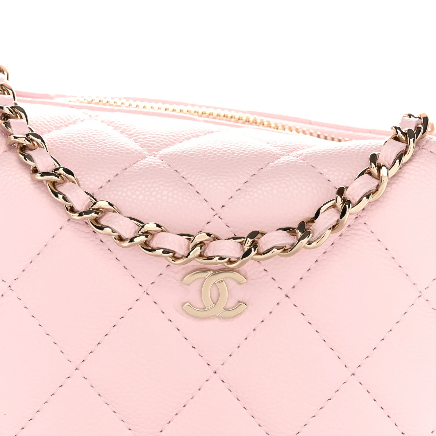 Caviar Quilted Hobo Clutch With Chain Light Pink - Image 14