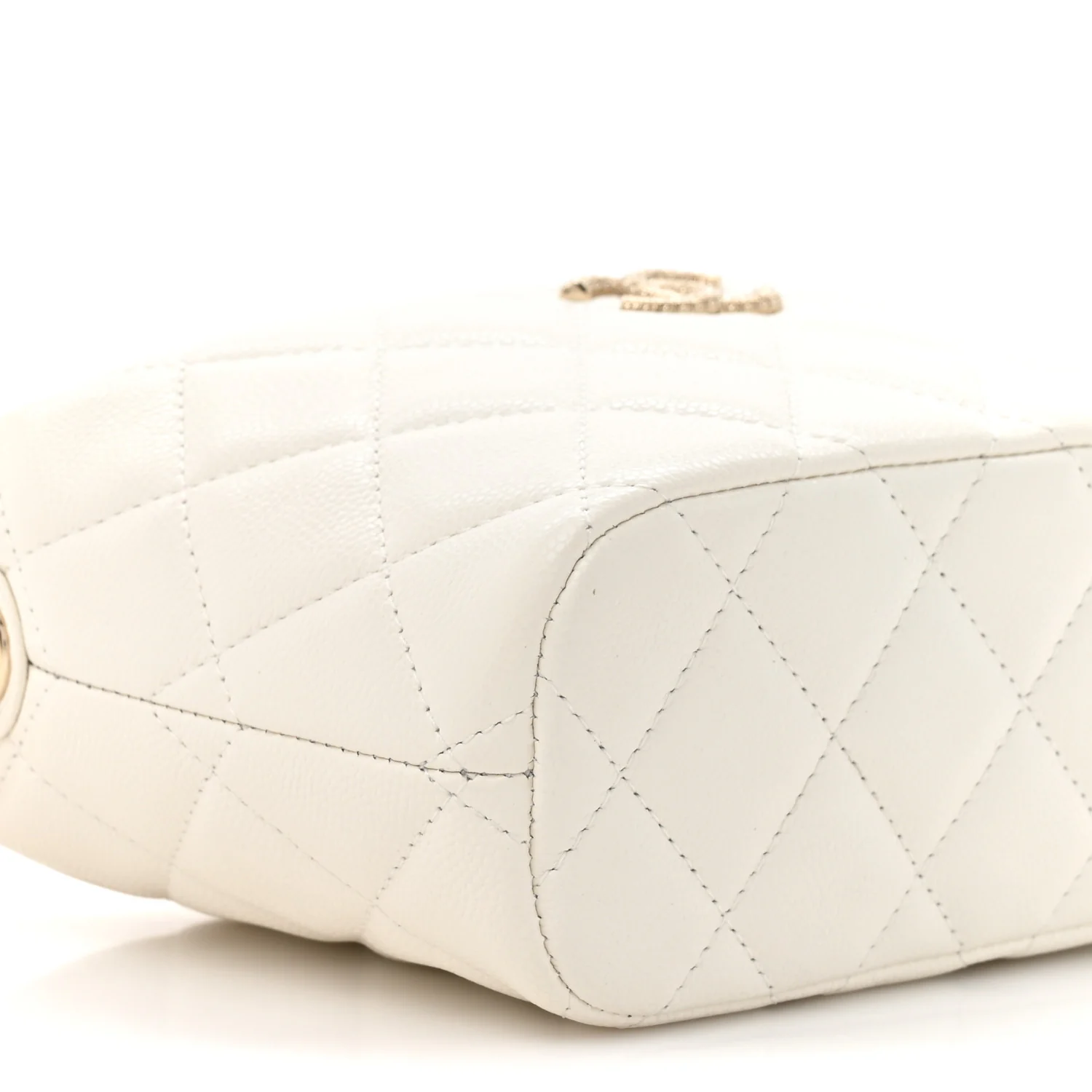 Caviar Quilted Hobo Clutch With Chain White - Image 10