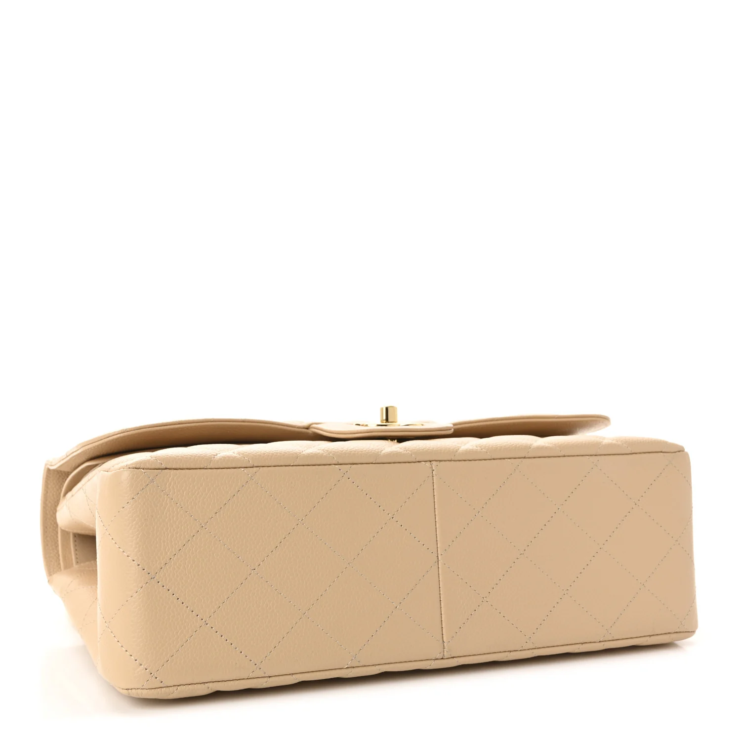 Caviar Quilted Jumbo Double Flap Beige - Image 4