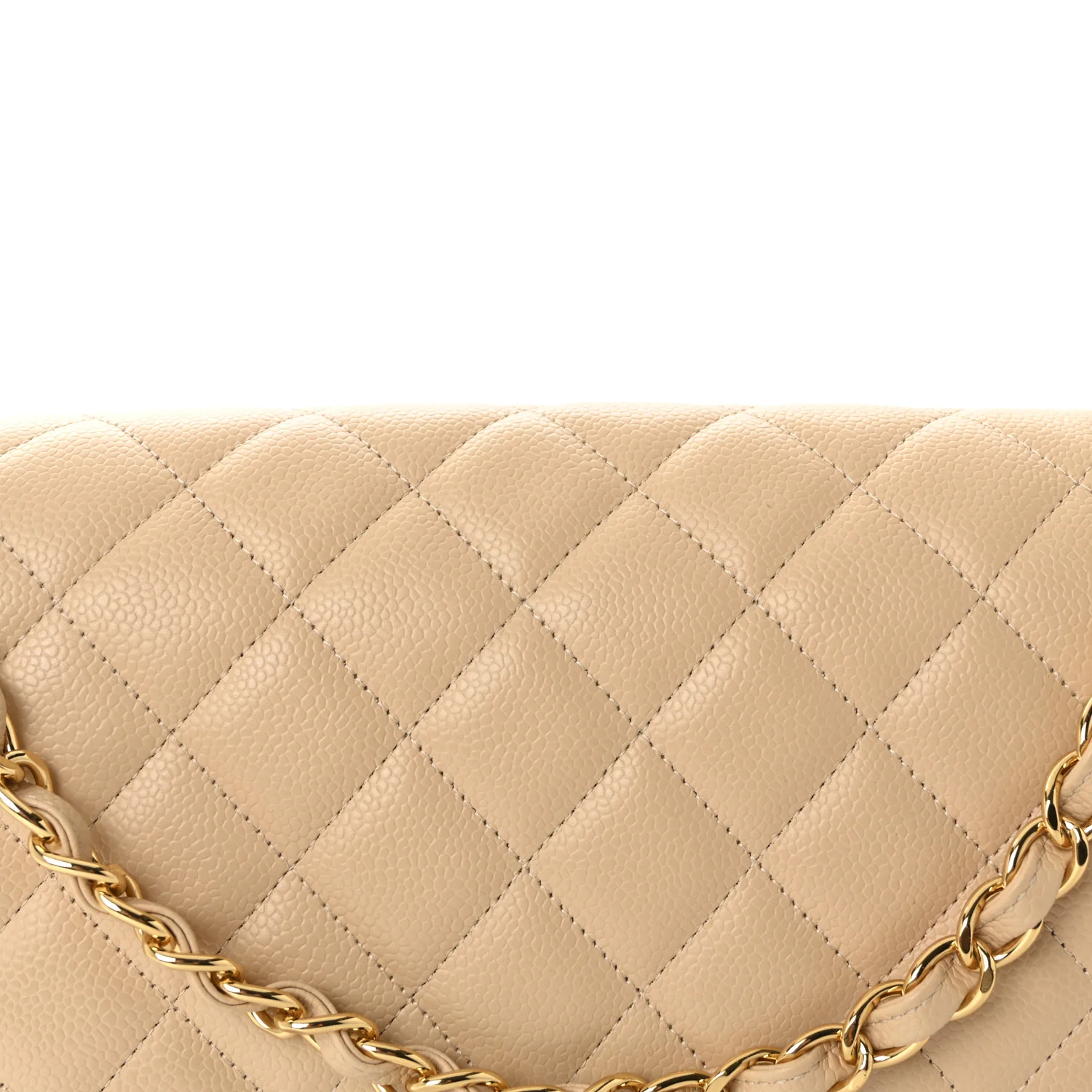 Caviar Quilted Jumbo Double Flap Beige - Image 8